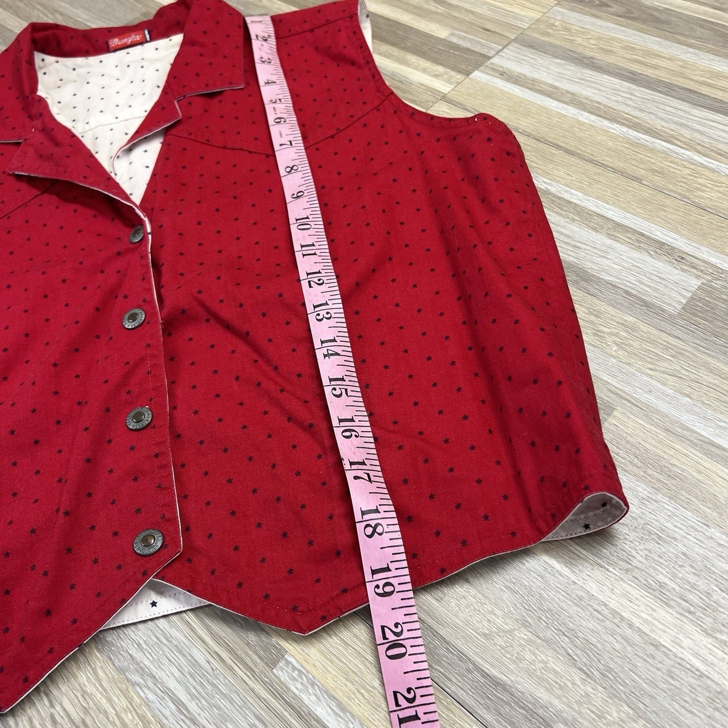 Vintage Wrangler Women’s Reversible Vest Red White Stars Fourth July Sz M - M197