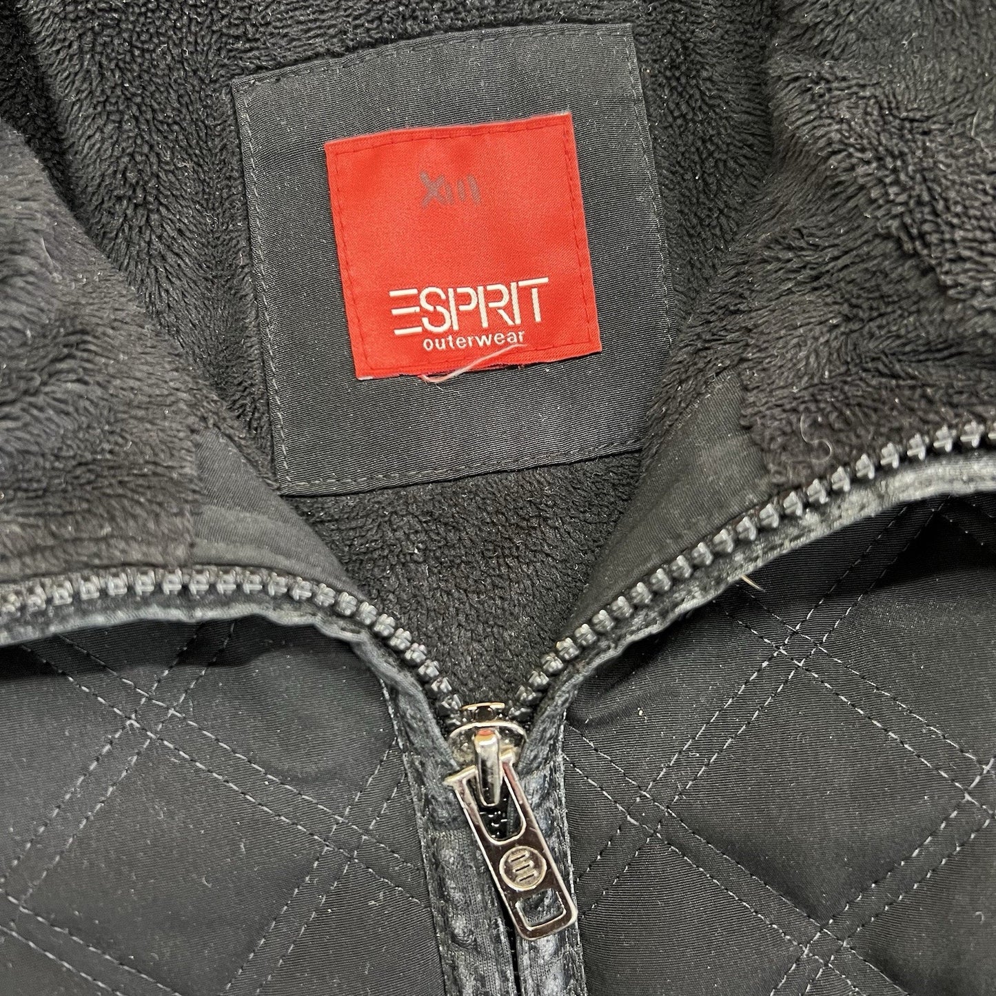 Vintage ESPIRIT Quilted Puffer Jacket Fur Fitted Size L/XL - M142