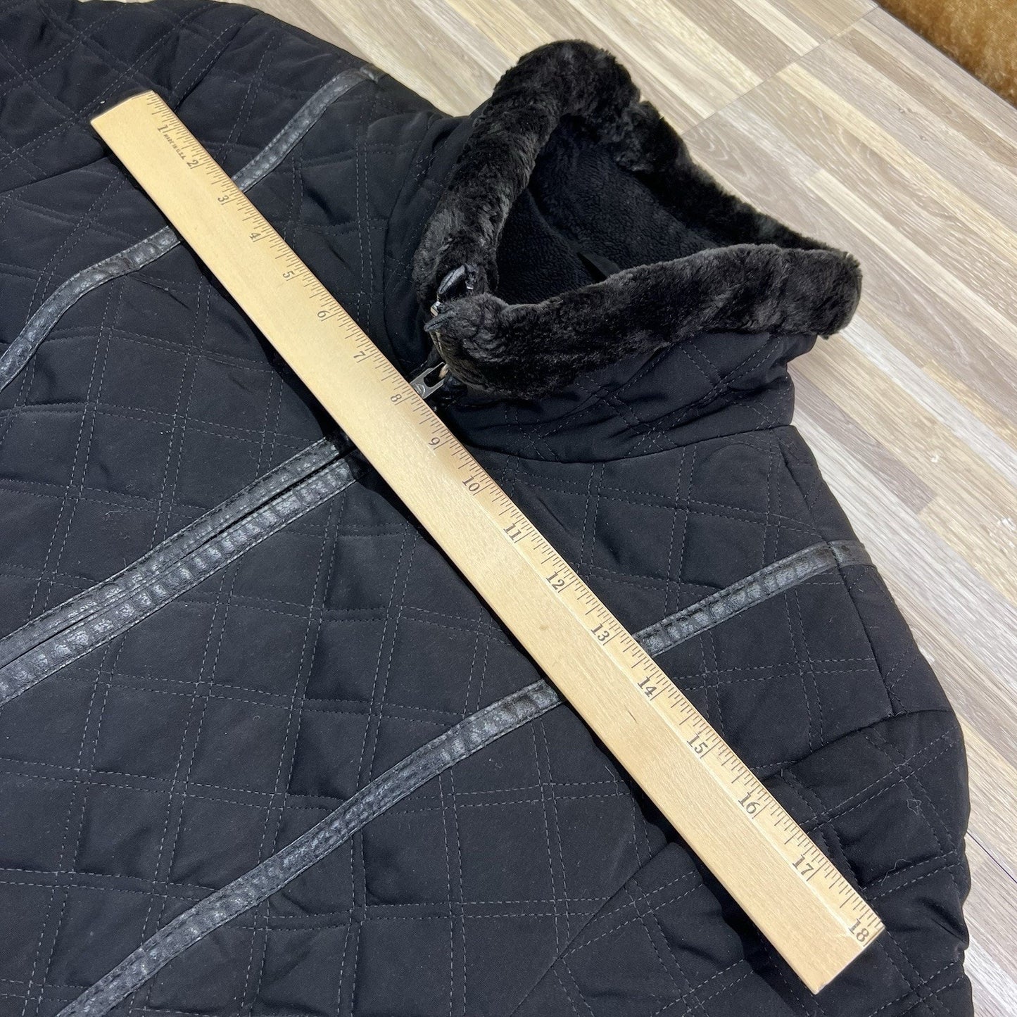 Vintage ESPIRIT Quilted Puffer Jacket Fur Fitted Size L/XL - M142