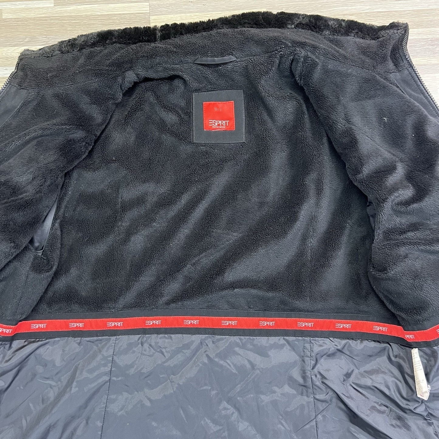 Vintage ESPIRIT Quilted Puffer Jacket Fur Fitted Size L/XL - M142