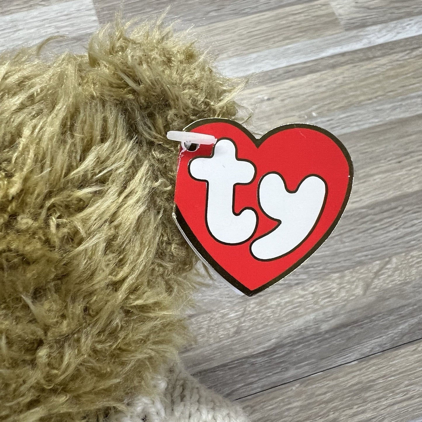 Vintage 1993 TY Bear W/Sweater Attic Treasures Collection Heartley Plush - M223