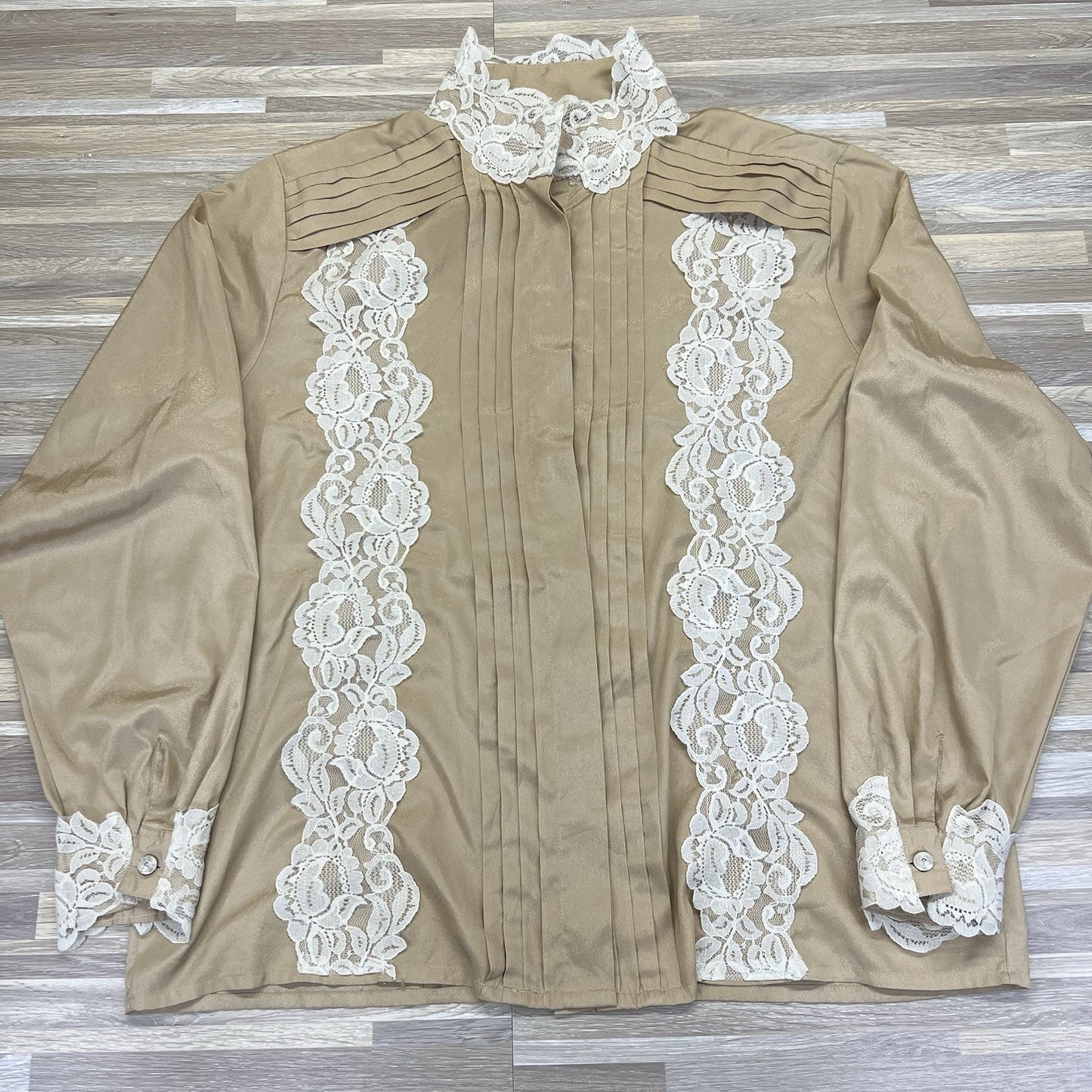 Vintage Worthington Poly Lace Blouse Pleated Size 18 M-L - A128