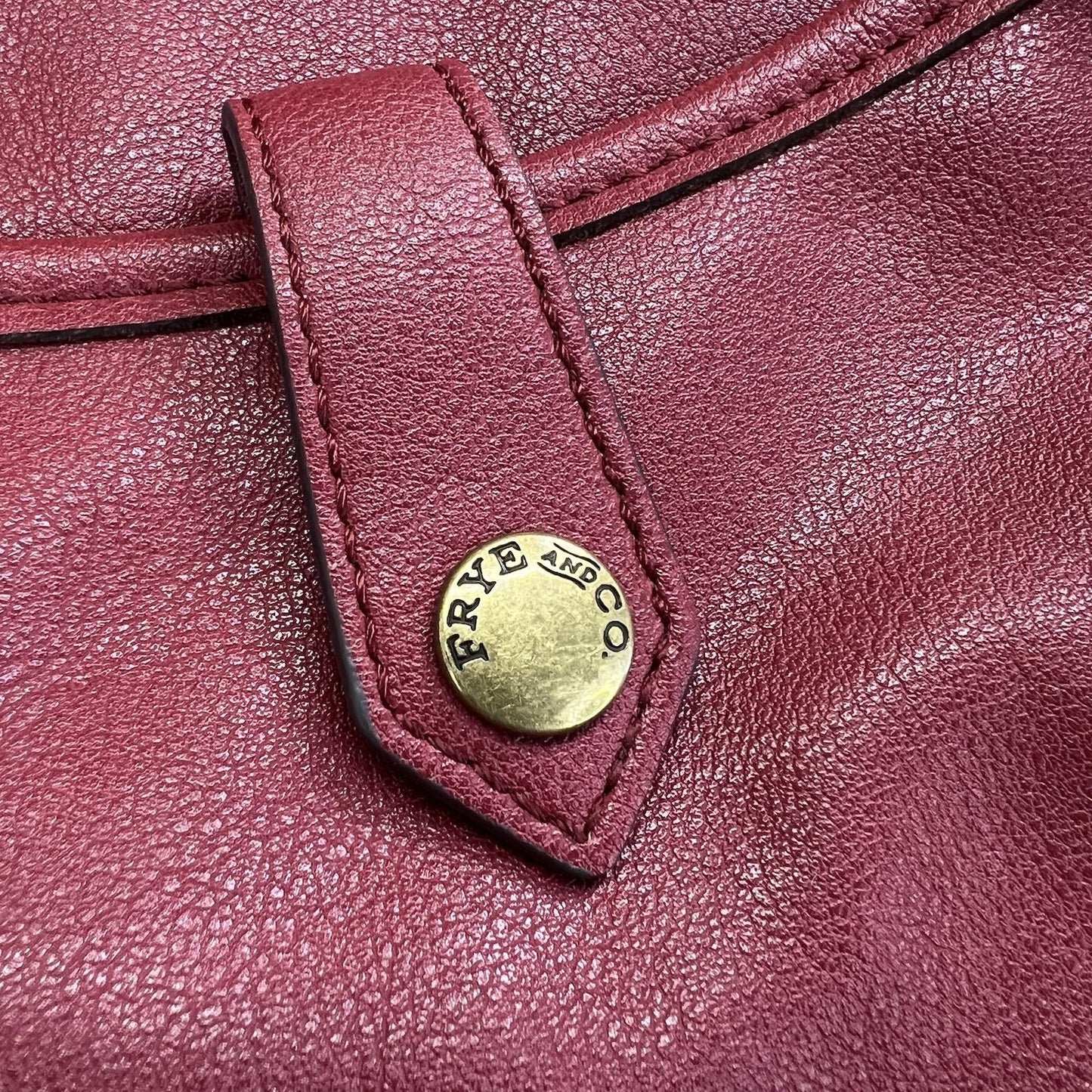 Frye and Co Handbag Crossbody Purse Maroon Vegan Leather - JL374
