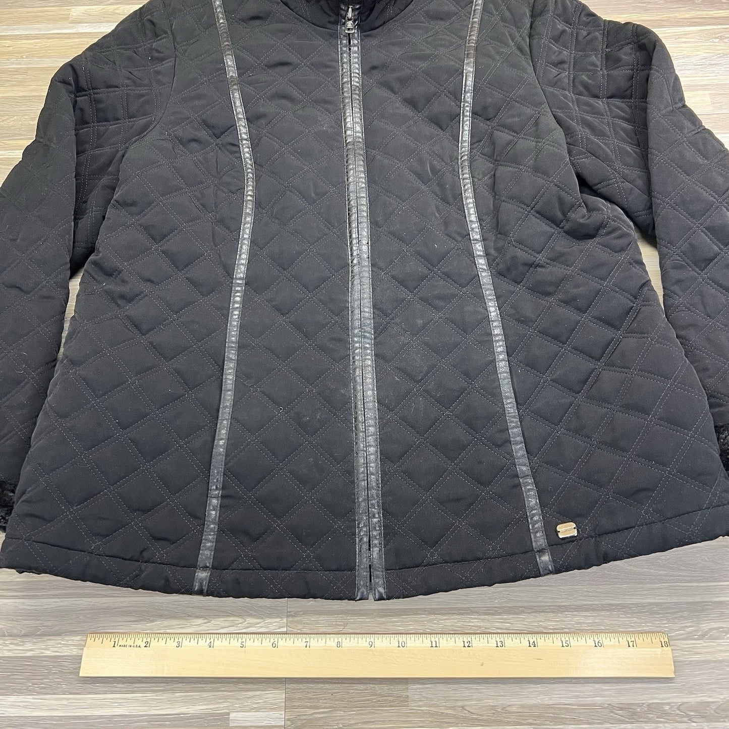 Vintage ESPIRIT Quilted Puffer Jacket Fur Fitted Size L/XL - M142