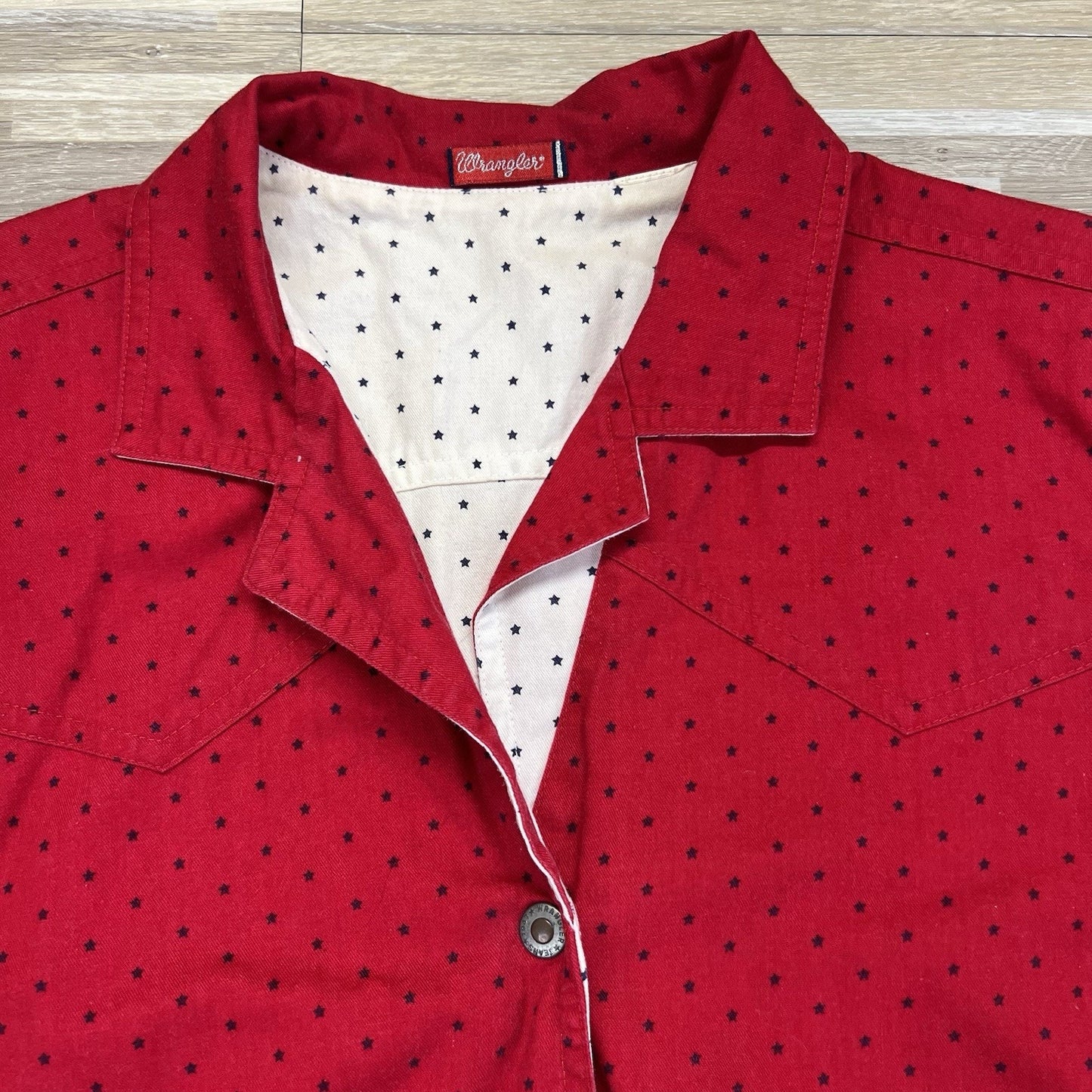 Vintage Wrangler Women’s Reversible Vest Red White Stars Fourth July Sz M - M197