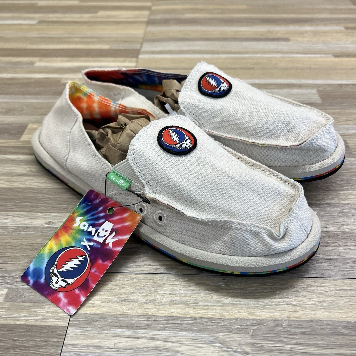 NWT Sanuk Grateful Dead Hemp Tie Dye Slip On Shoes Women’s Size 8 - JN327