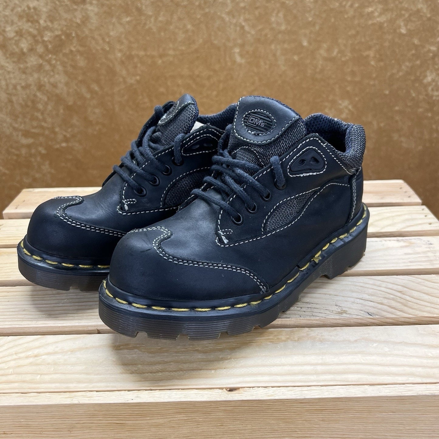 Vintage Dr Martens Kids Boots Size 2 Made In England 9859 Leather - (A070)