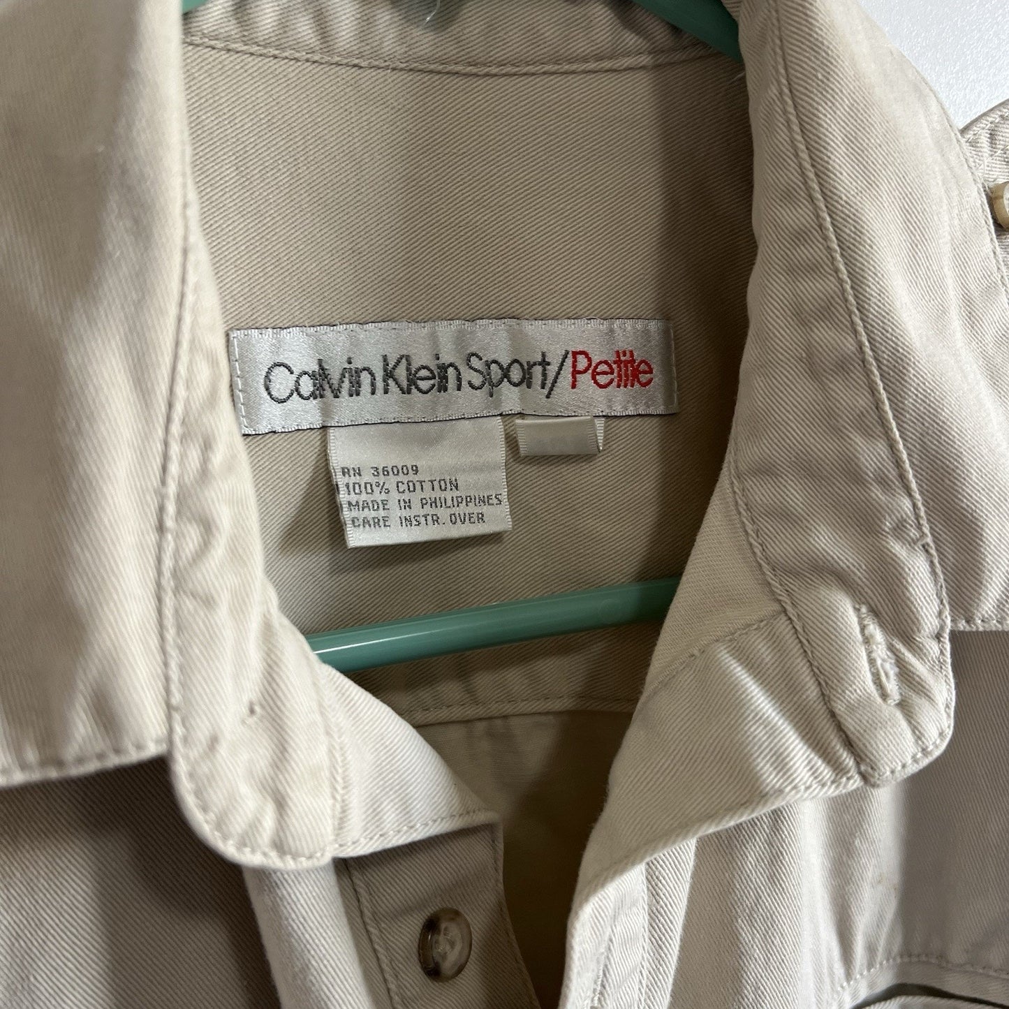 VTG Calvin Klein Sport Women's M Petite Jumpsuit Beige Cotton - 2S582