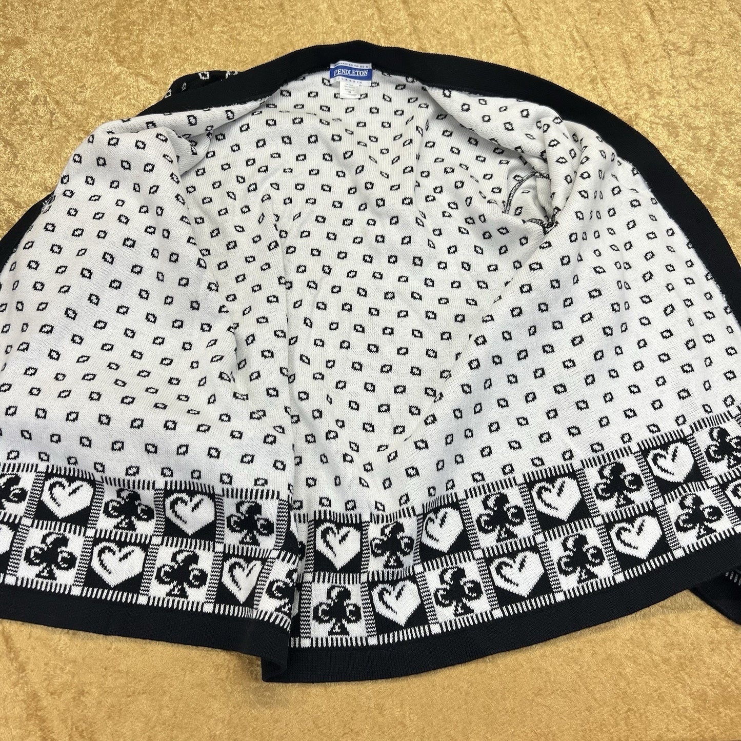 Vintage Pendleton Hearts And Clubs Women’s Cardigan Sweater Size Medium Cotton