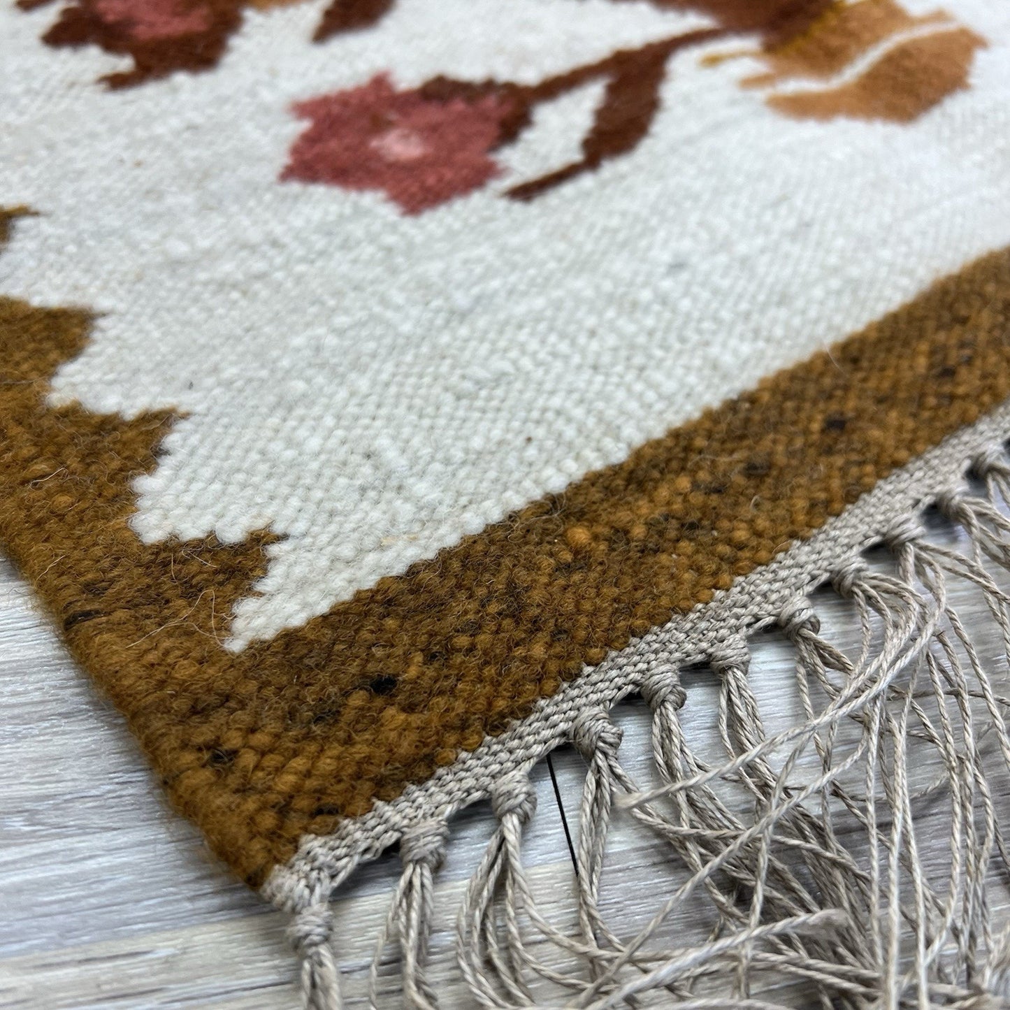VTG Cepelia Kilim Polish Small Hand Woven Rug Decor Original Tag 20” - JL453