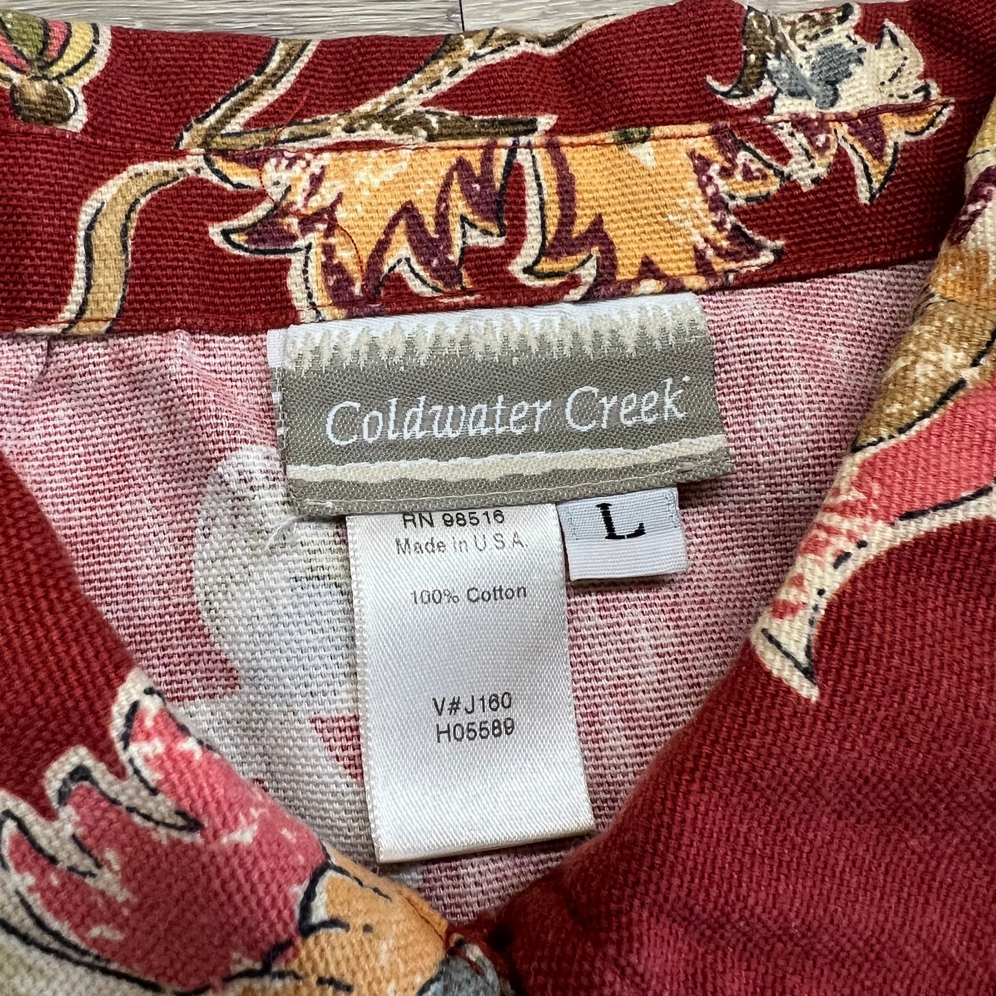 Coldwater Creek Lightweight Denim Shirt Floral Jacket Size L - A109