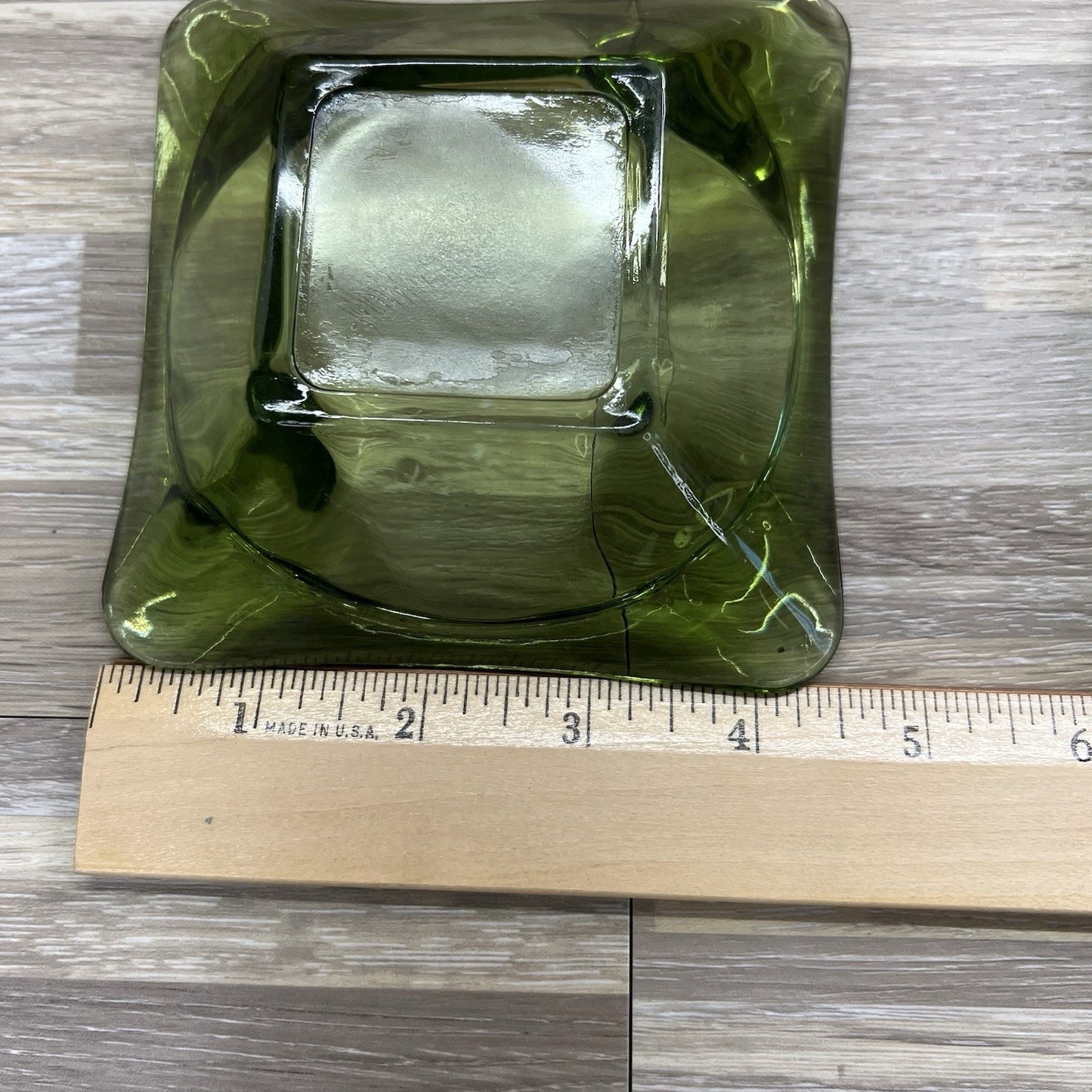 2 Vintage Ashtrays Glass Emerald Green 4 1/2” Square Anchor Hocking - JL407