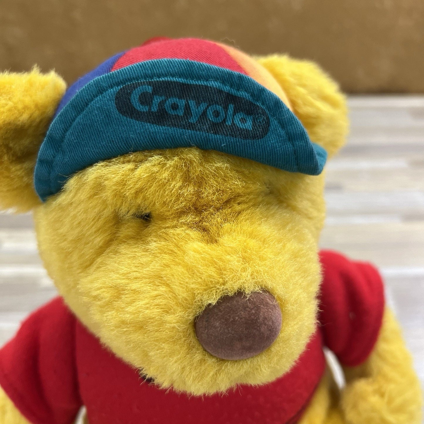 Vintage Gund Crayola Teddy Bear Plush 80s/90s Red Sweater And Hat - M143
