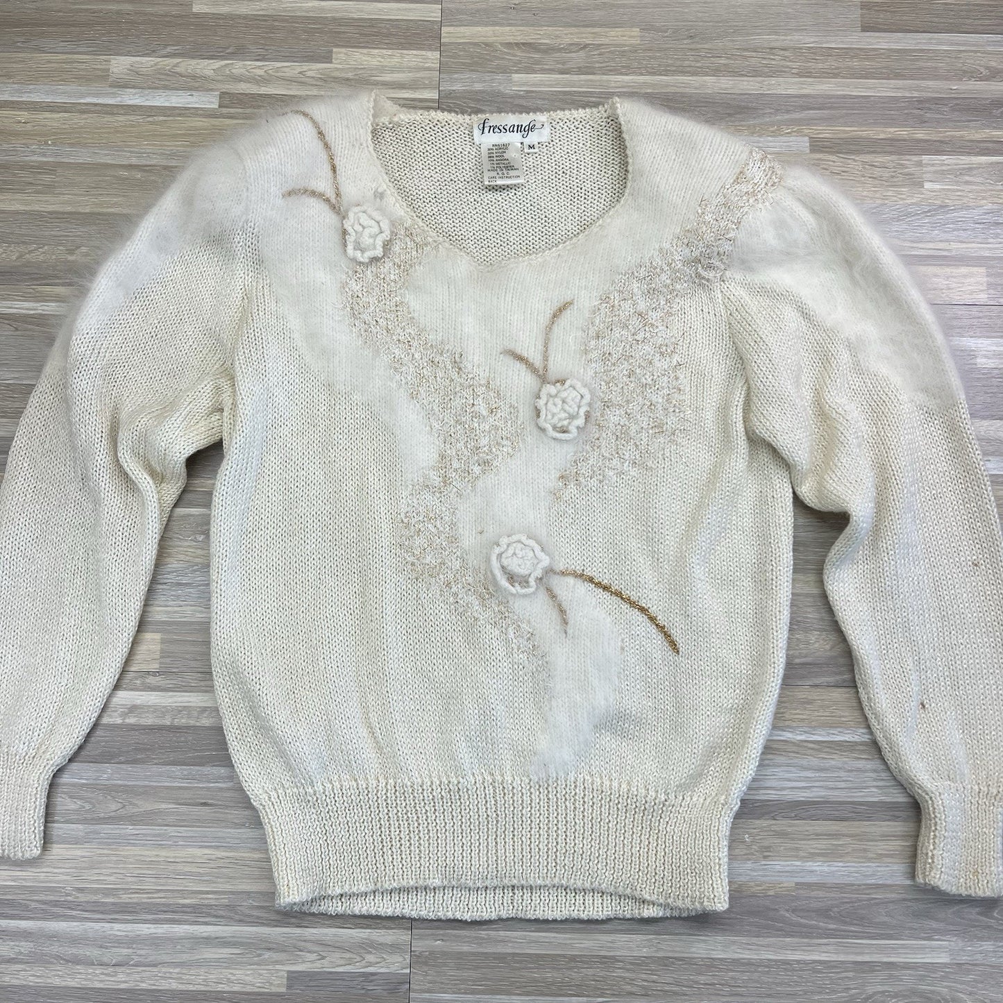 VTG Ines de La Fressange Women's Cowl Neck Sweater Wool Angora Size M - JN318