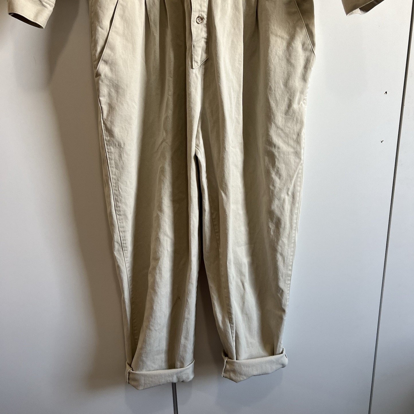 VTG Calvin Klein Sport Women's M Petite Jumpsuit Beige Cotton - 2S582