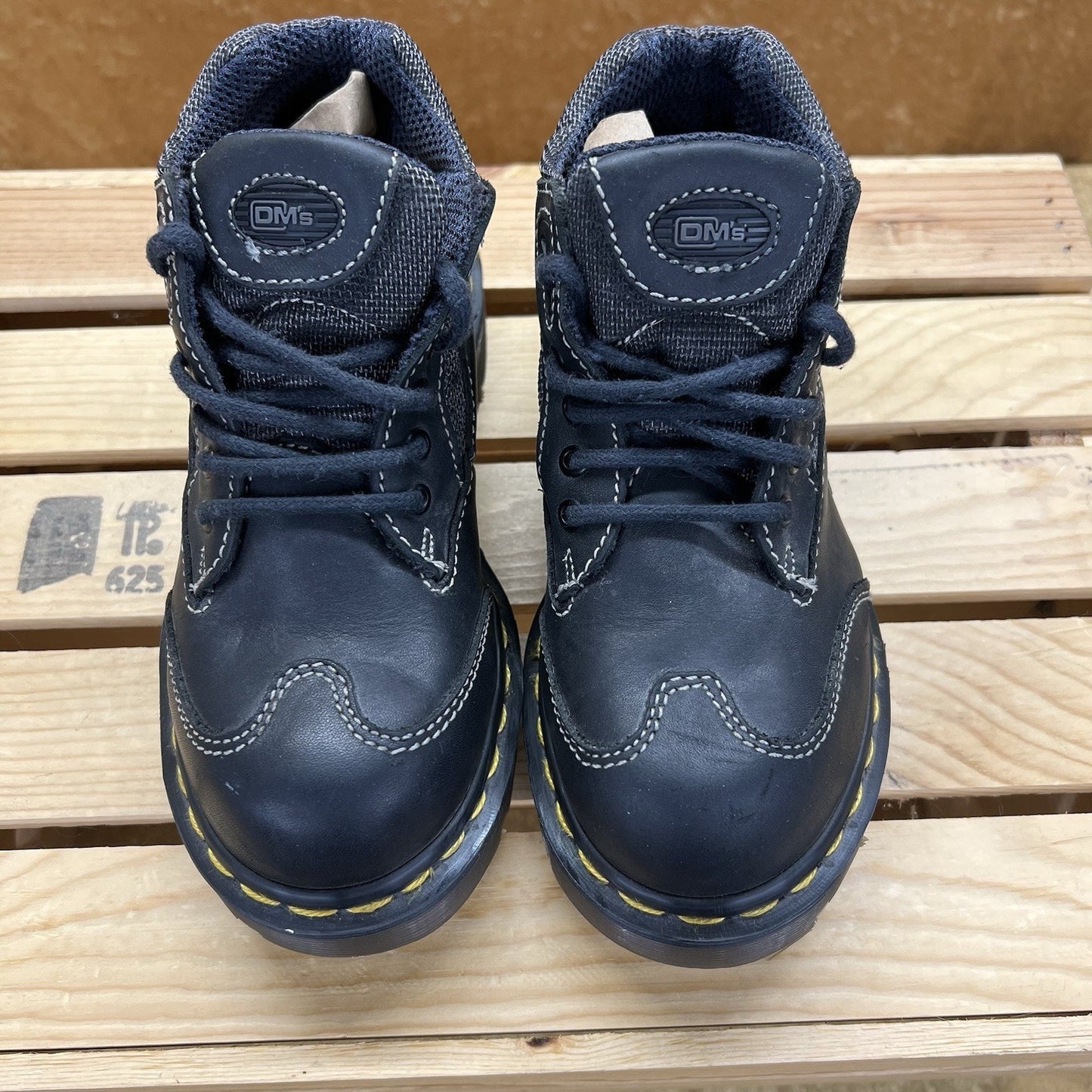 Vintage Dr Martens Kids Boots Size 2 Made In England 9859 Leather - (A070)