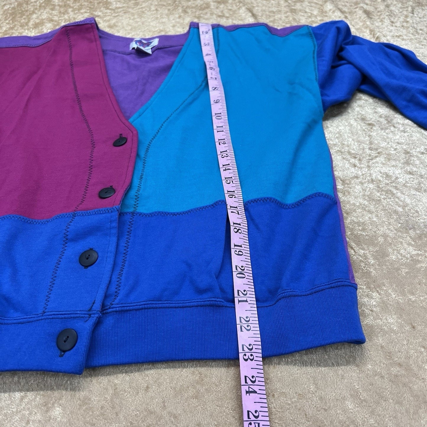 Vintage 62 East Patchwork Cardigan 90s Fashion Size Large