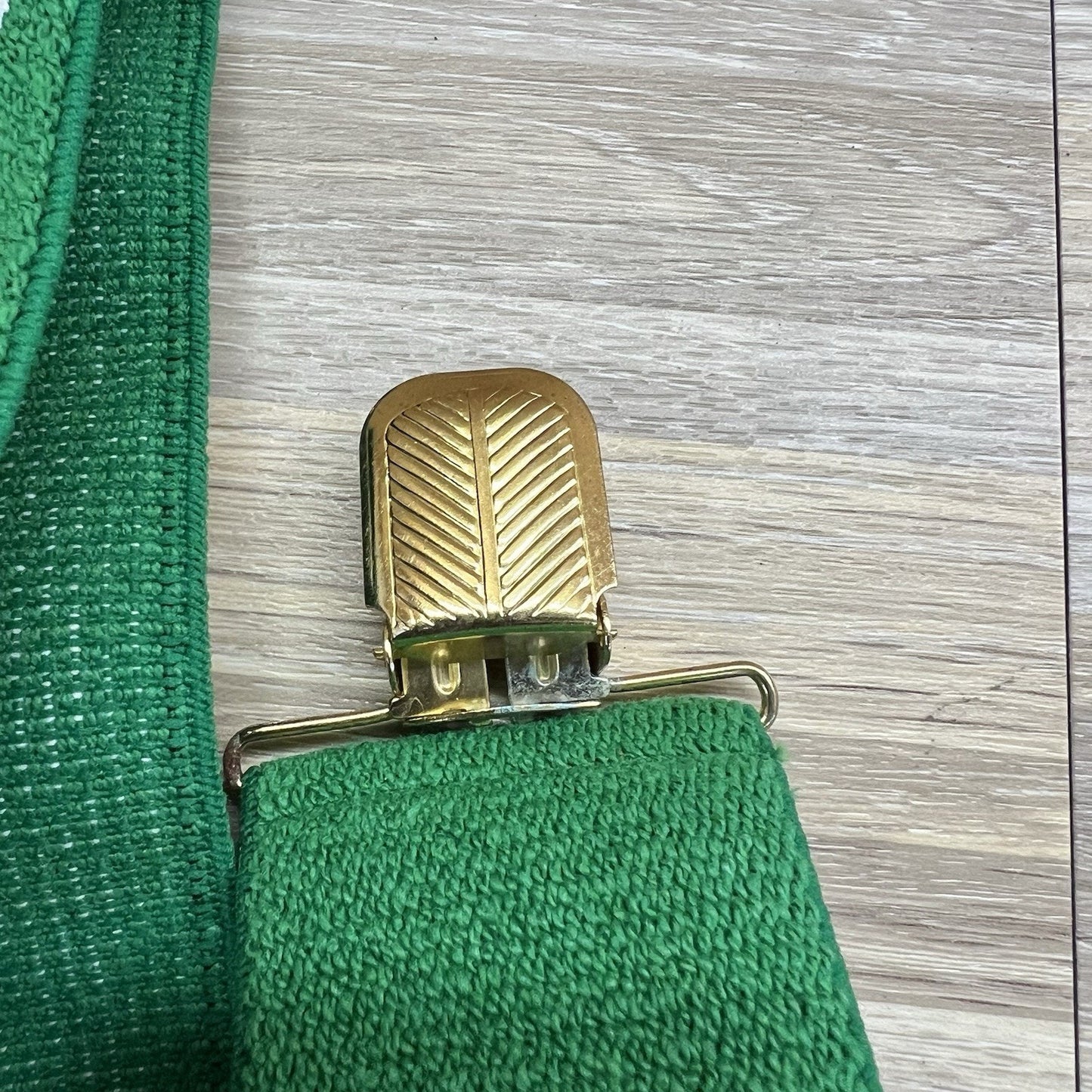 VTG Oregon Logging Suspenders Green Elastic Adjustable ROUGH Condition - JL394