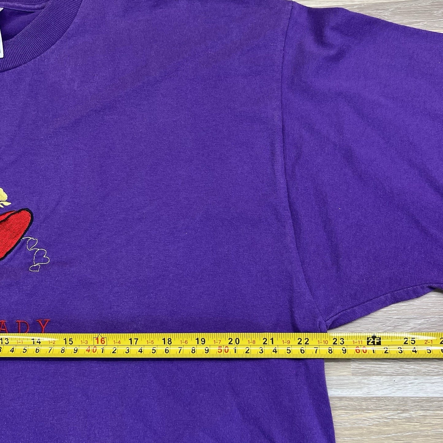 VTG Red Hat Society Women’s T Shirt Purple Size XL Embroidered - JL485