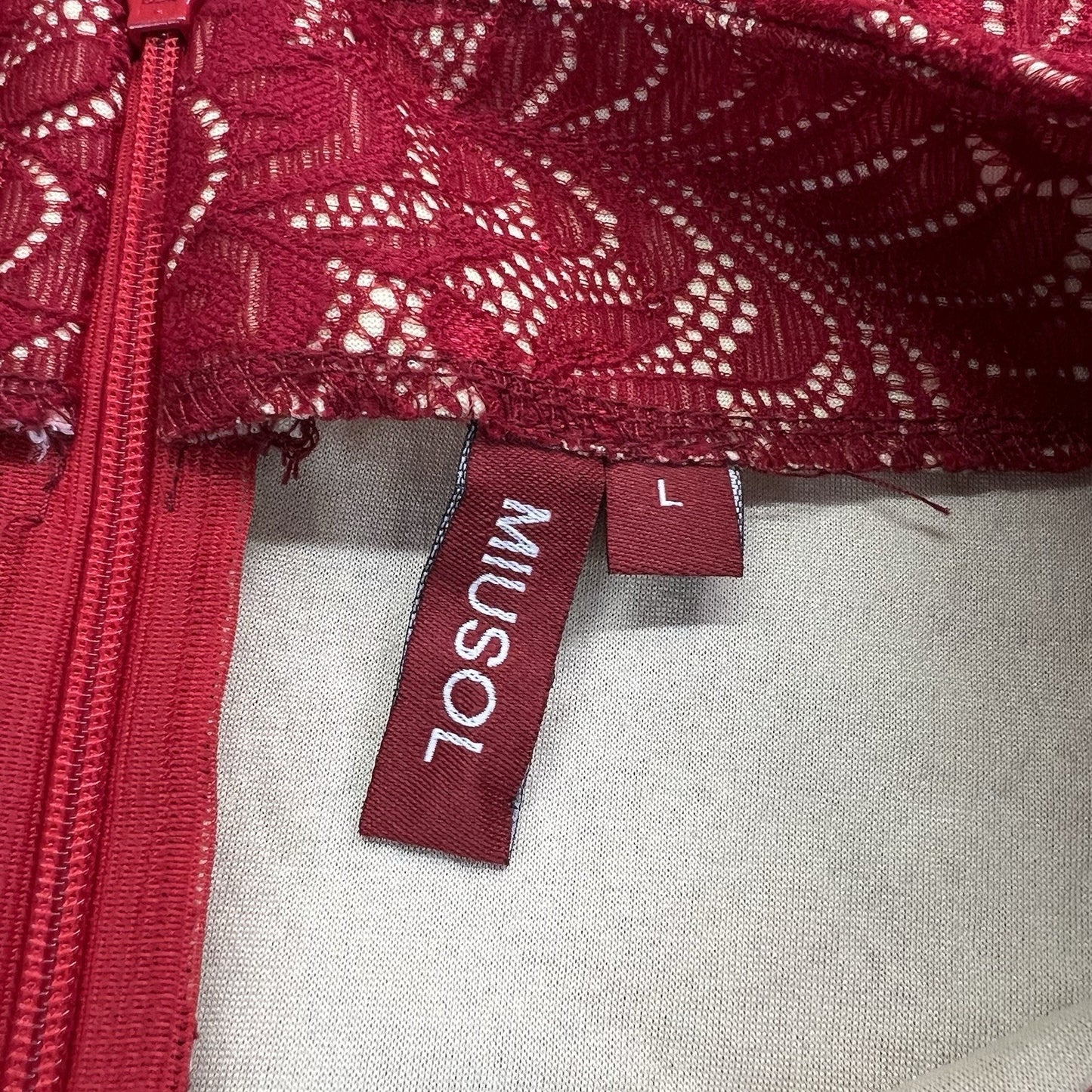 Musol Women’s Red Cocktail Dress Size Large Stretch - JL401