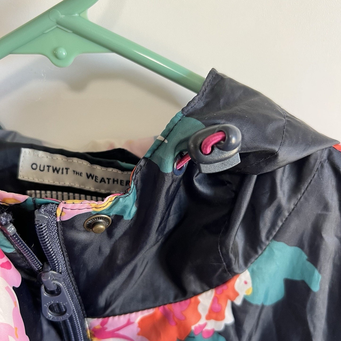 Joules Right as Rain Waterproof Breathable Jacket Black Floral Size 14 - JL386