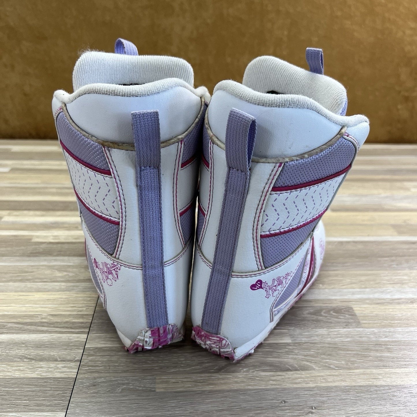 K2 Girls Snowboarding Boots Lil Kat White Purple *Fair Condition” Sz 11 - JN357