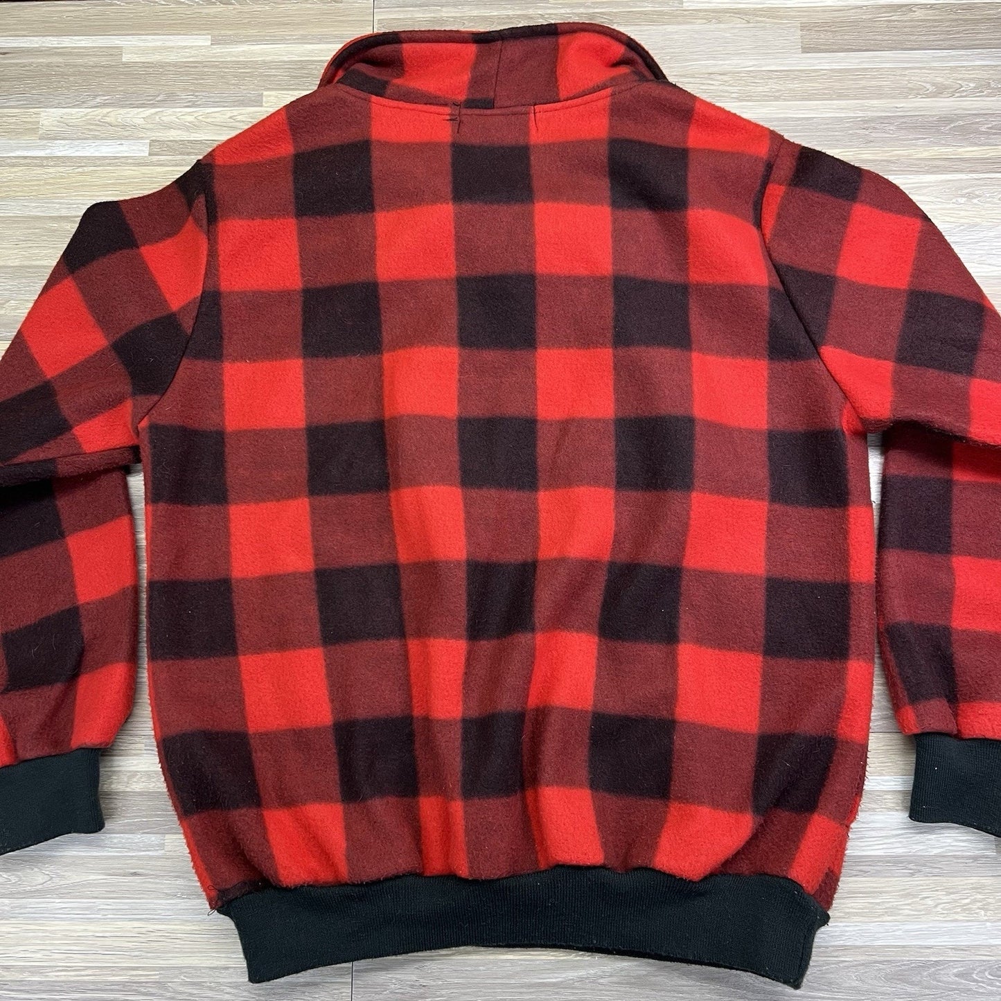 VTG Boss Buffalo Plaid Pullover Fleece Red Black Size Small - JL496