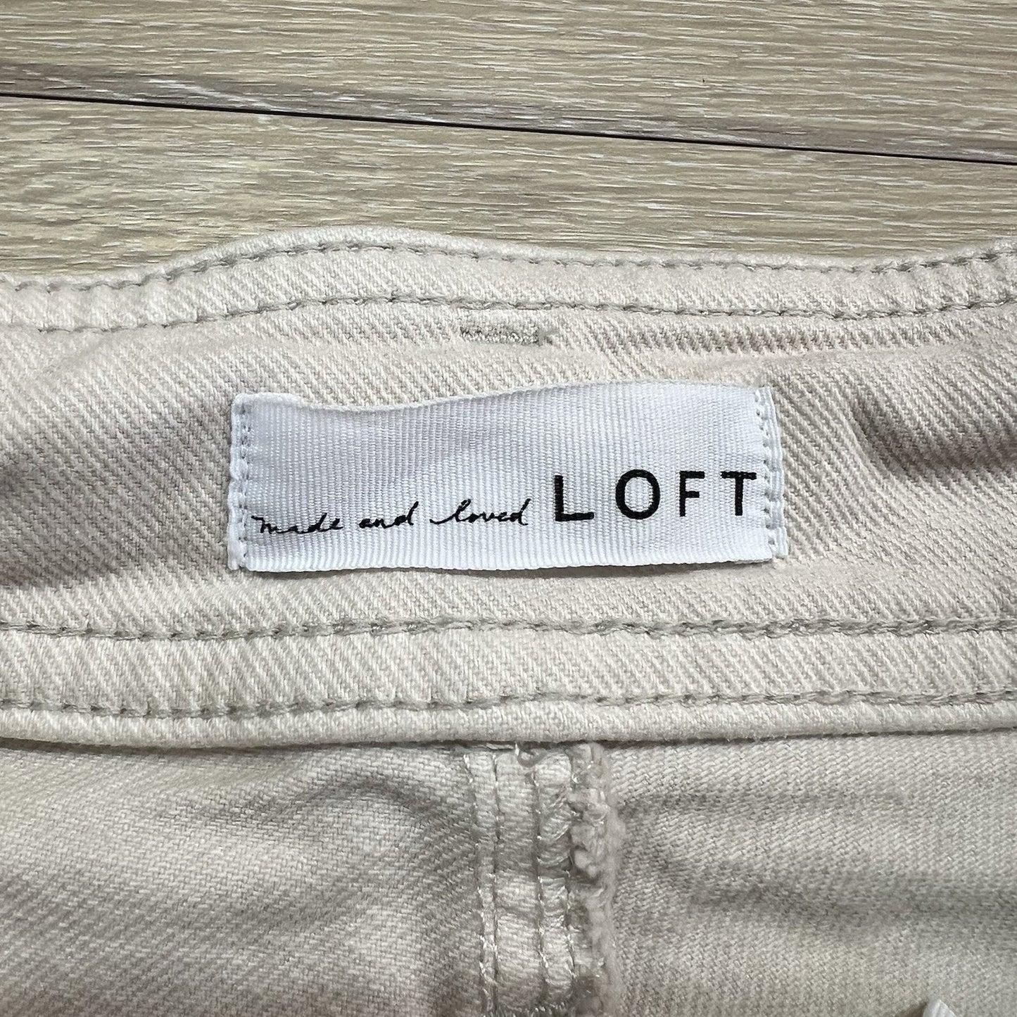 Made And Loved LOFT High Waist Slim Wide Leg Beige Pants Size 6/28 - JN333