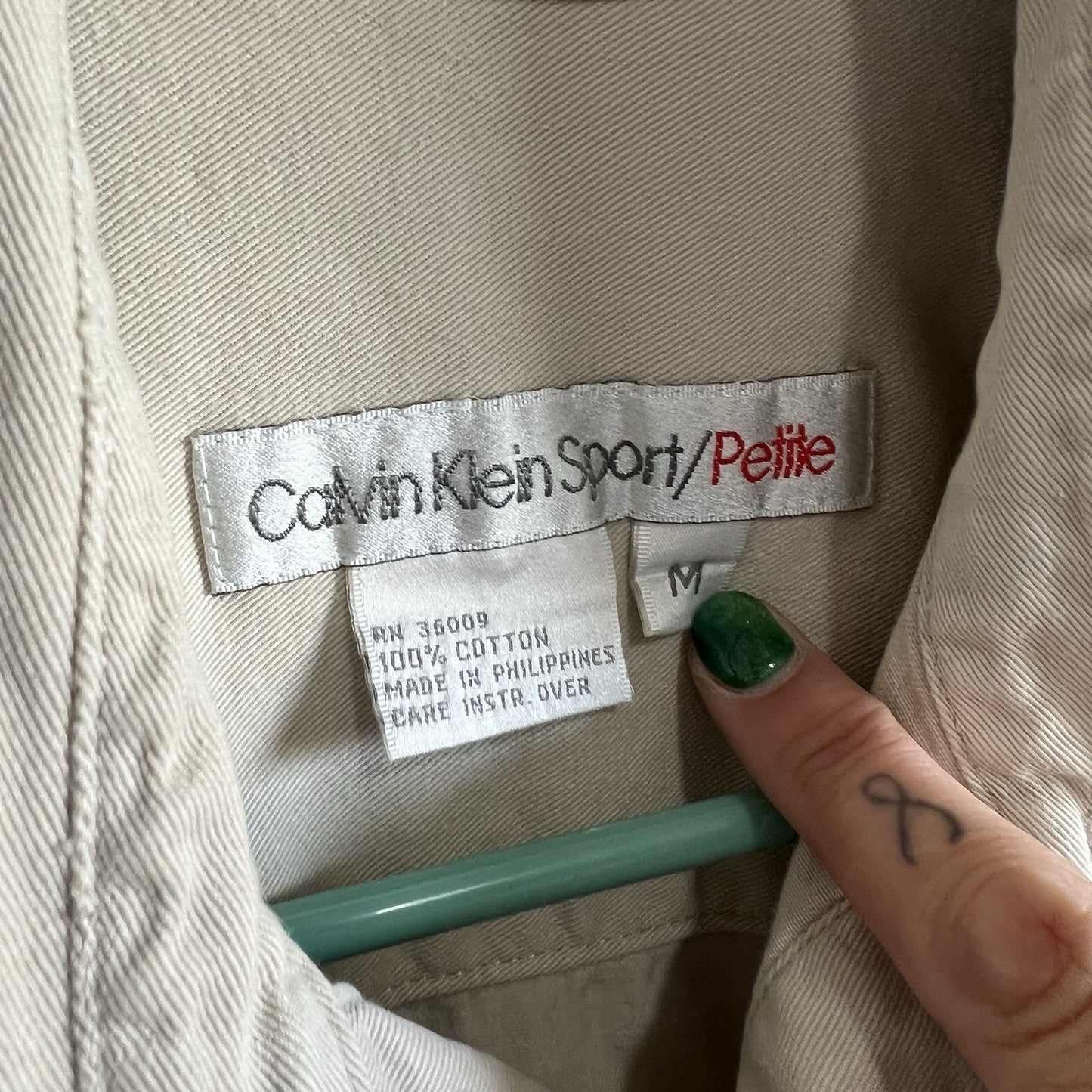 VTG Calvin Klein Sport Women's M Petite Jumpsuit Beige Cotton - 2S582