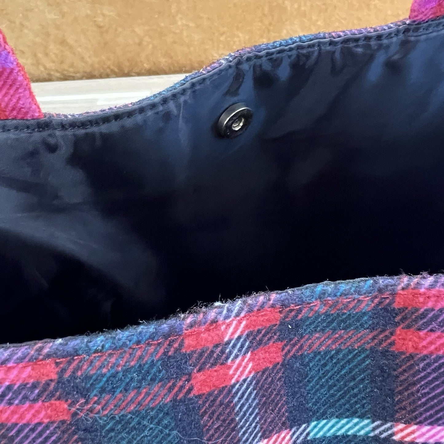 Victoria's Secret Flannel Sherpa Double Handle Tote Bag Red Plaid - JN324