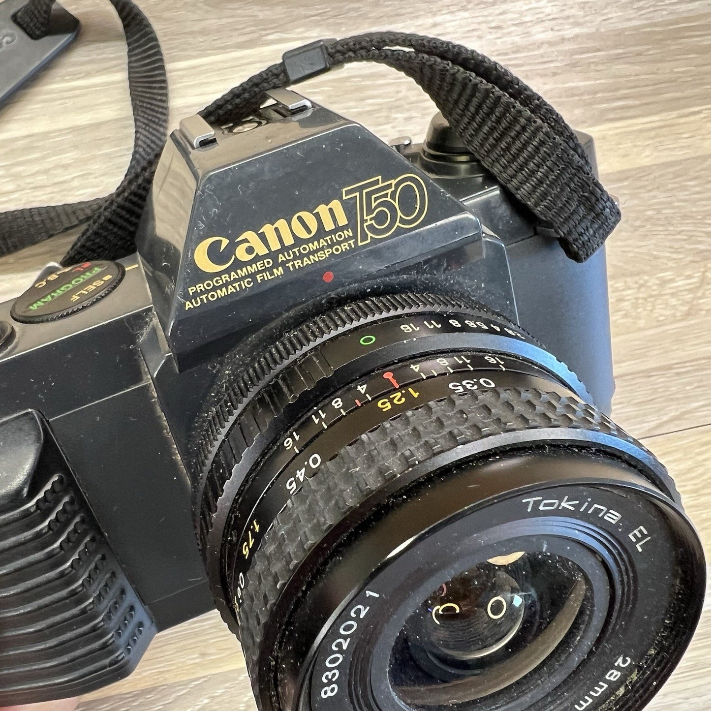 VTG Canon T50 SLR Film Camera 28mm Lens Manual Focus - JL457