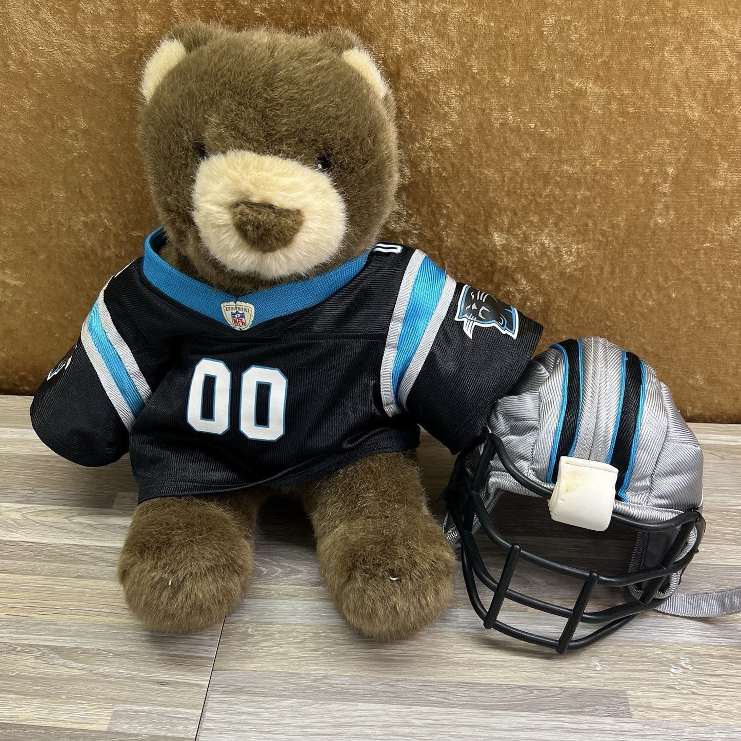 VTG Build A Bear Carolina Panthers Teddy Bear Jersey Helmet - JL380