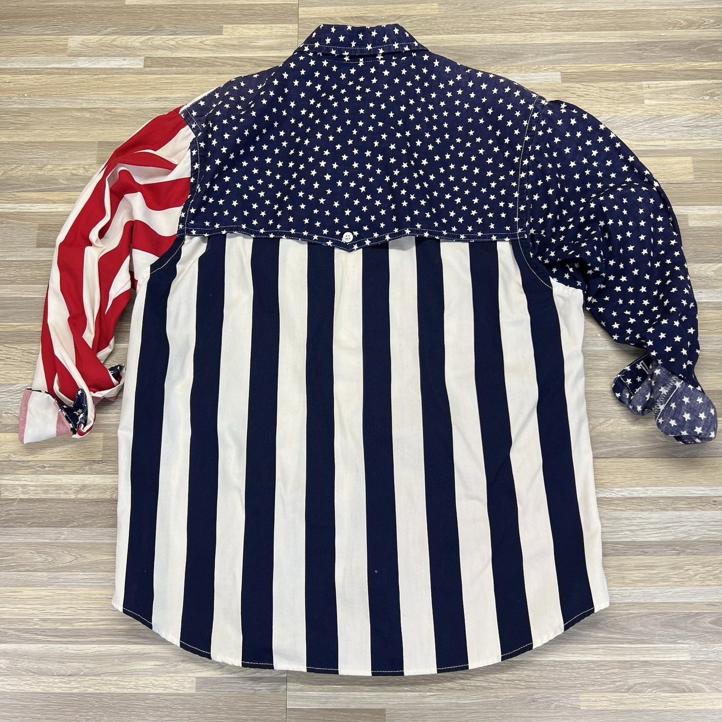 VTG Ruddock Western American Flag Button Up Shirt MADE IN USA Mens Size M - M196