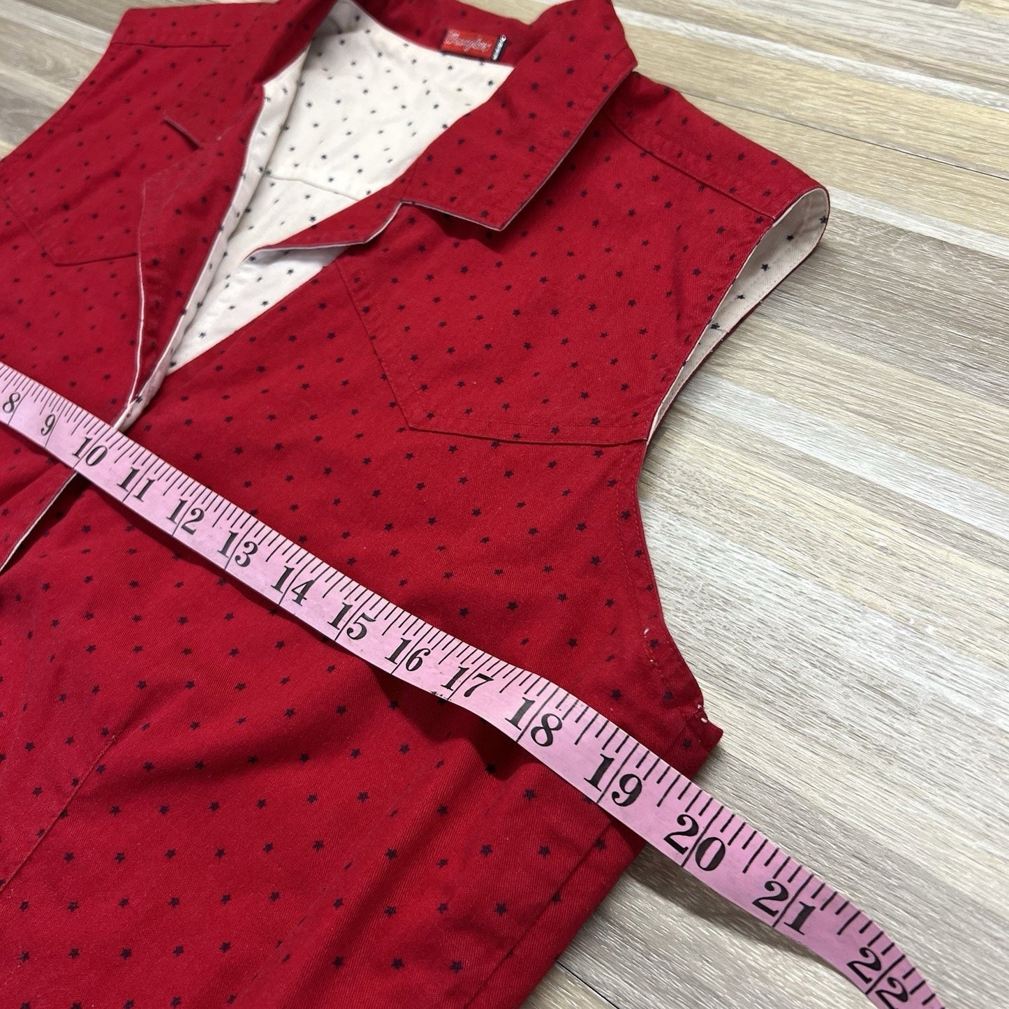 Vintage Wrangler Women’s Reversible Vest Red White Stars Fourth July Sz M - M197