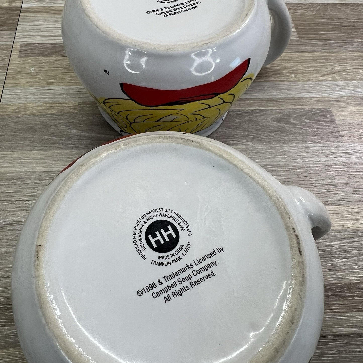 Set Of 2 - VTG Campbells Soup 1998 Houston Harvest Soup Bowls - JL502