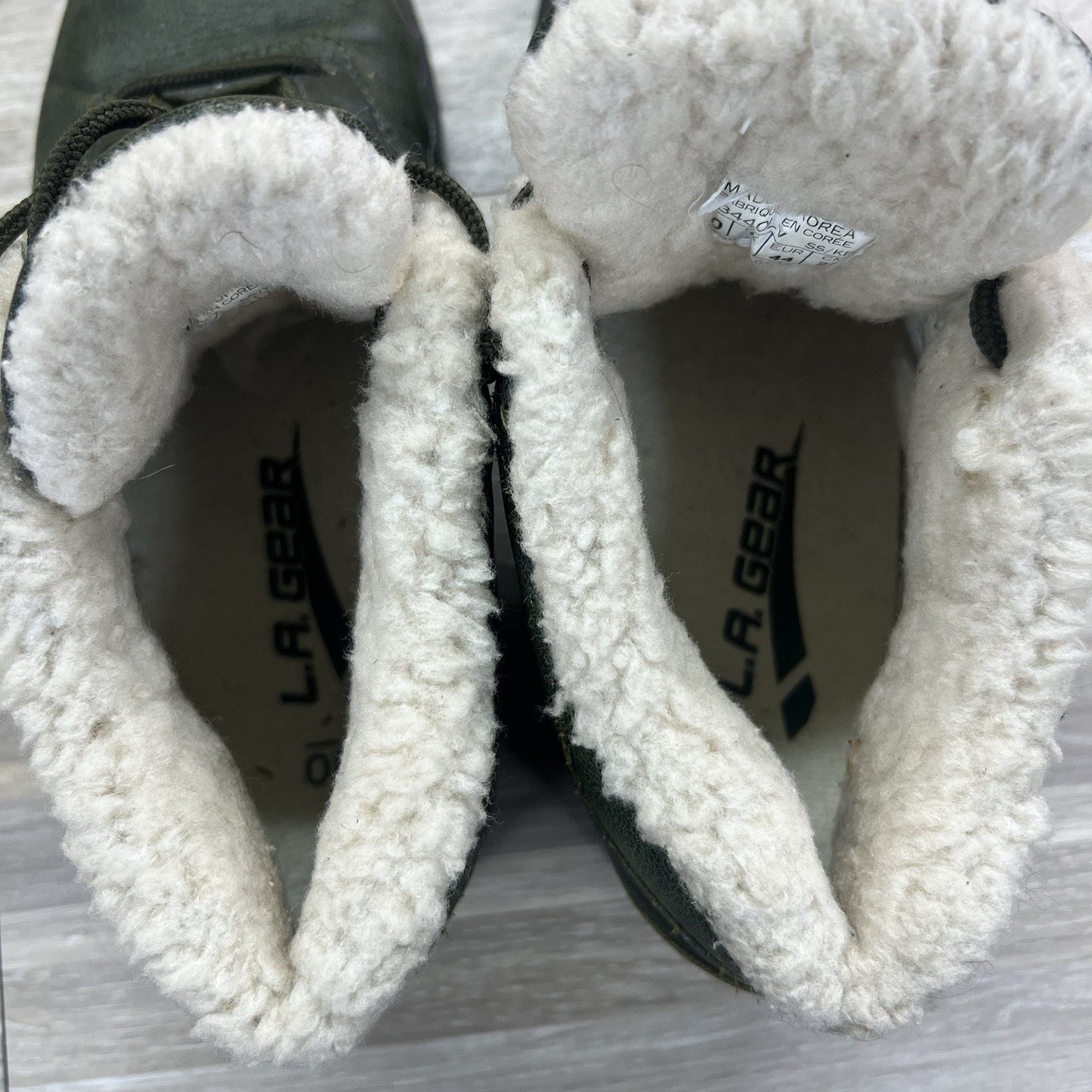 VTG 1991 LA Gear 43440LV Green Shoes Size 10 Boots Fur Lined - 12S575