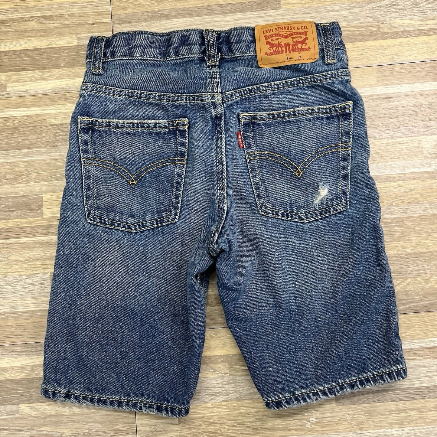 Levi’s 511 Slim Fit Kids Size 8 Distressed Denim Shorts Dark Adjustable - JL498