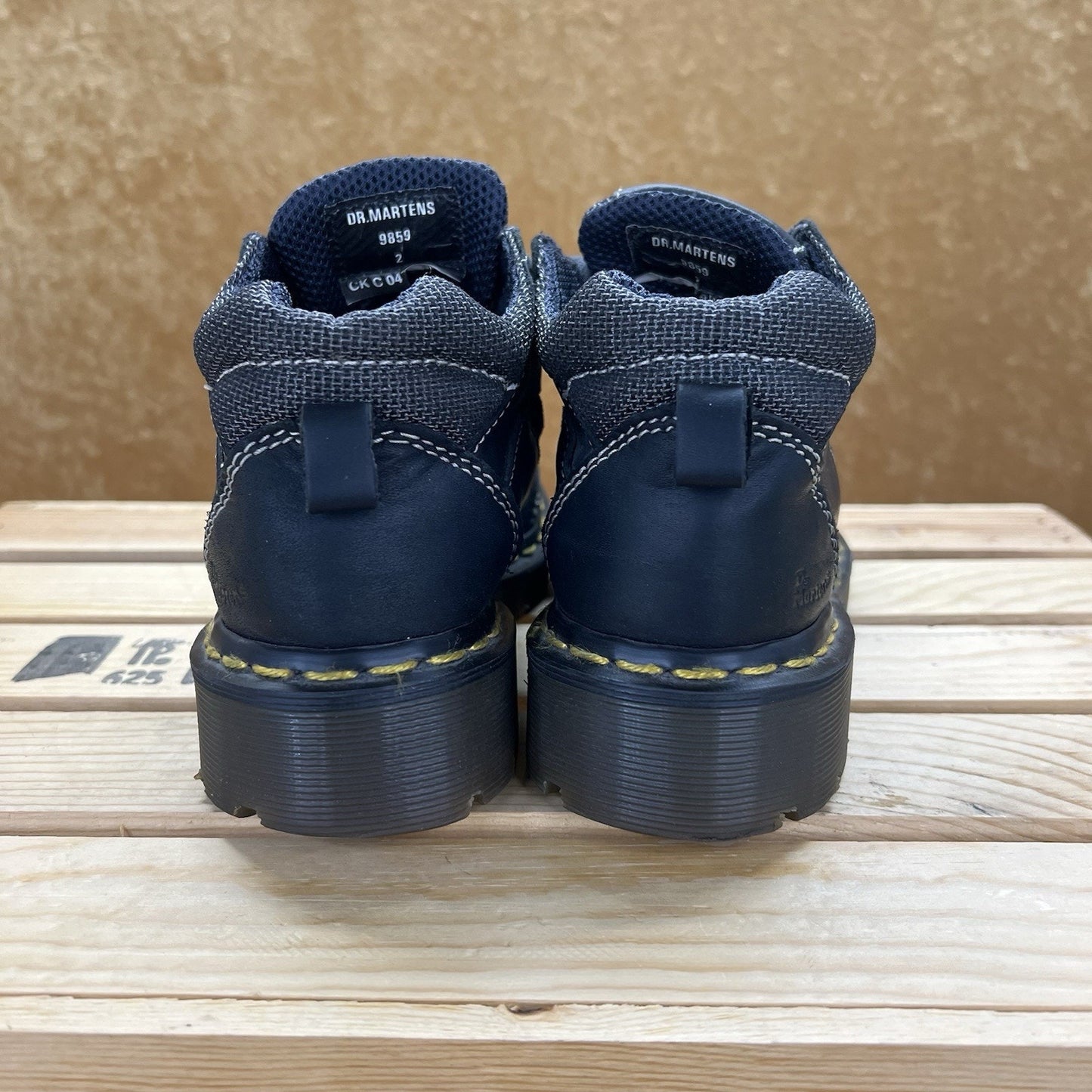 Vintage Dr Martens Kids Boots Size 2 Made In England 9859 Leather - (A070)