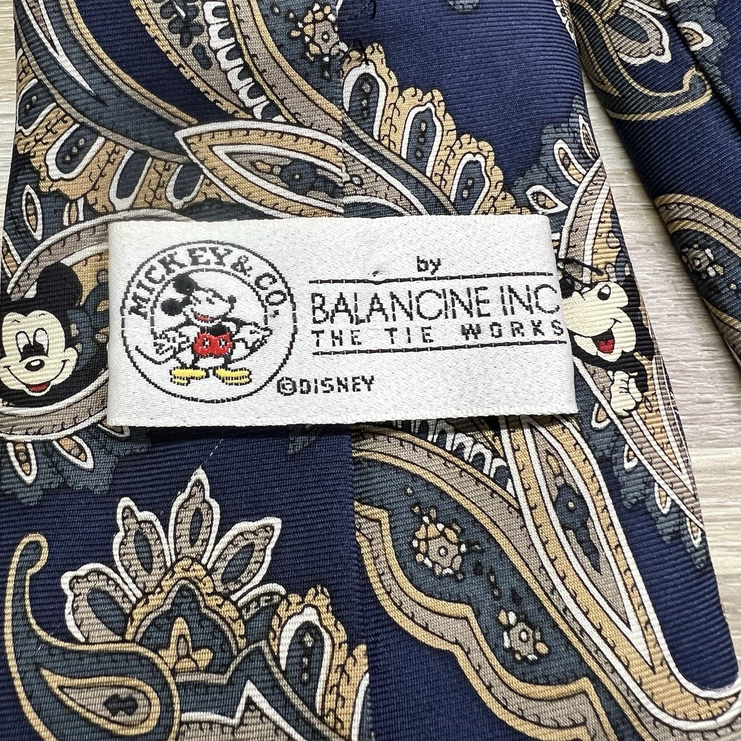 Balancine Tie Mickey Mouse Disney Paisley Silk 4 Vintage Blue Necktie - JL499