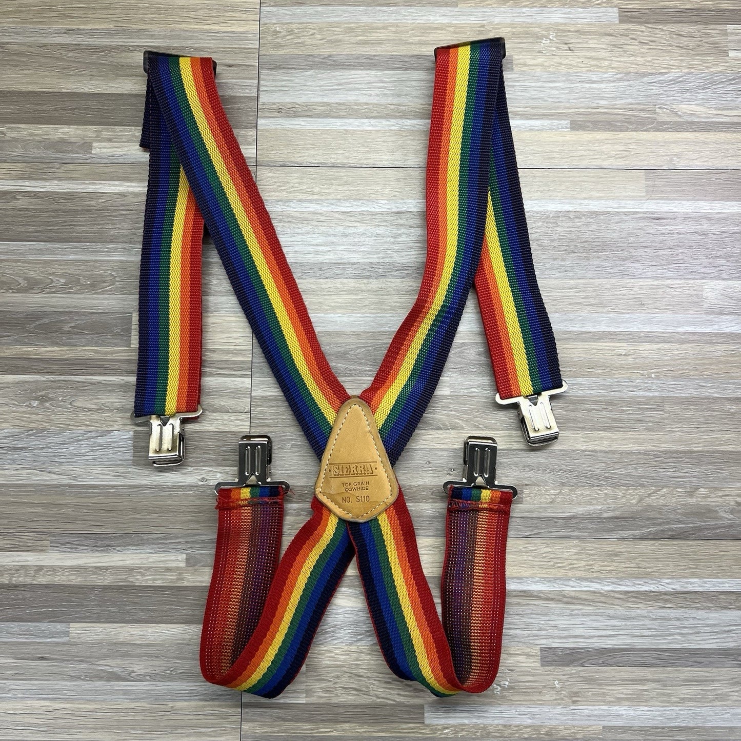 SIERRA Top Grain Cow Hide Suspenders Rainbow NO. S110 VTG Pride Gear - JL512