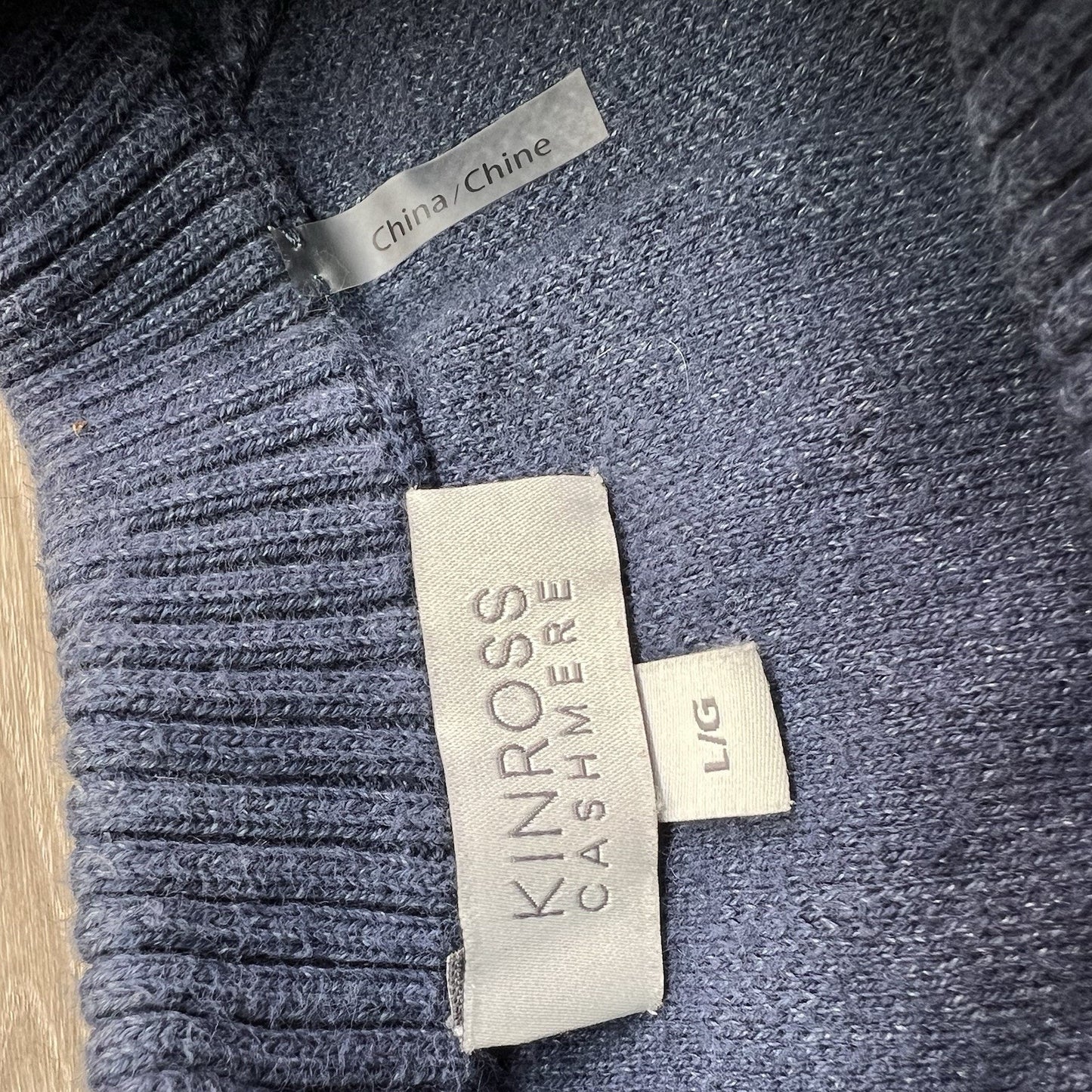 Kinross Cashmere Women's Ombré Blue Floral Sweater Size L - JL471