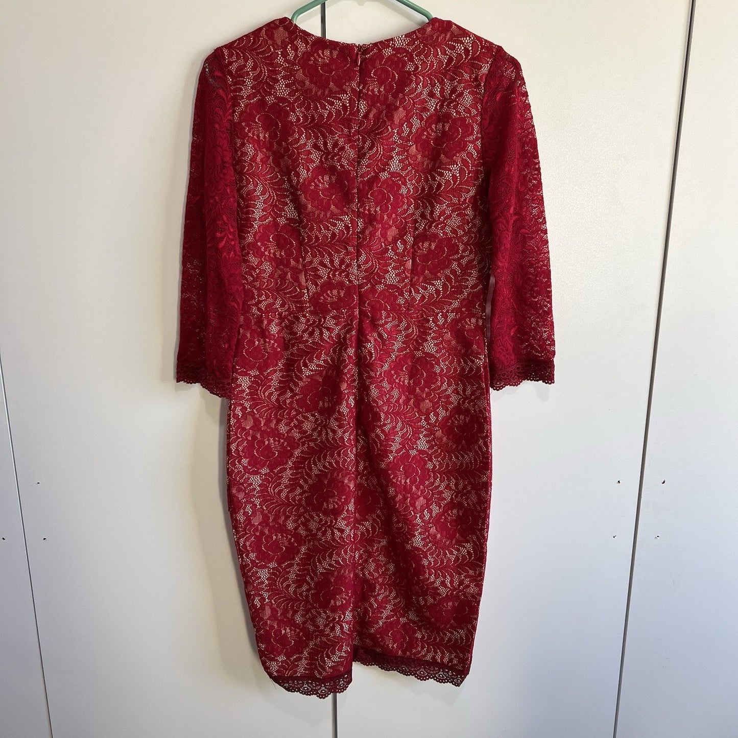 Musol Women’s Red Cocktail Dress Size Large Stretch - JL401