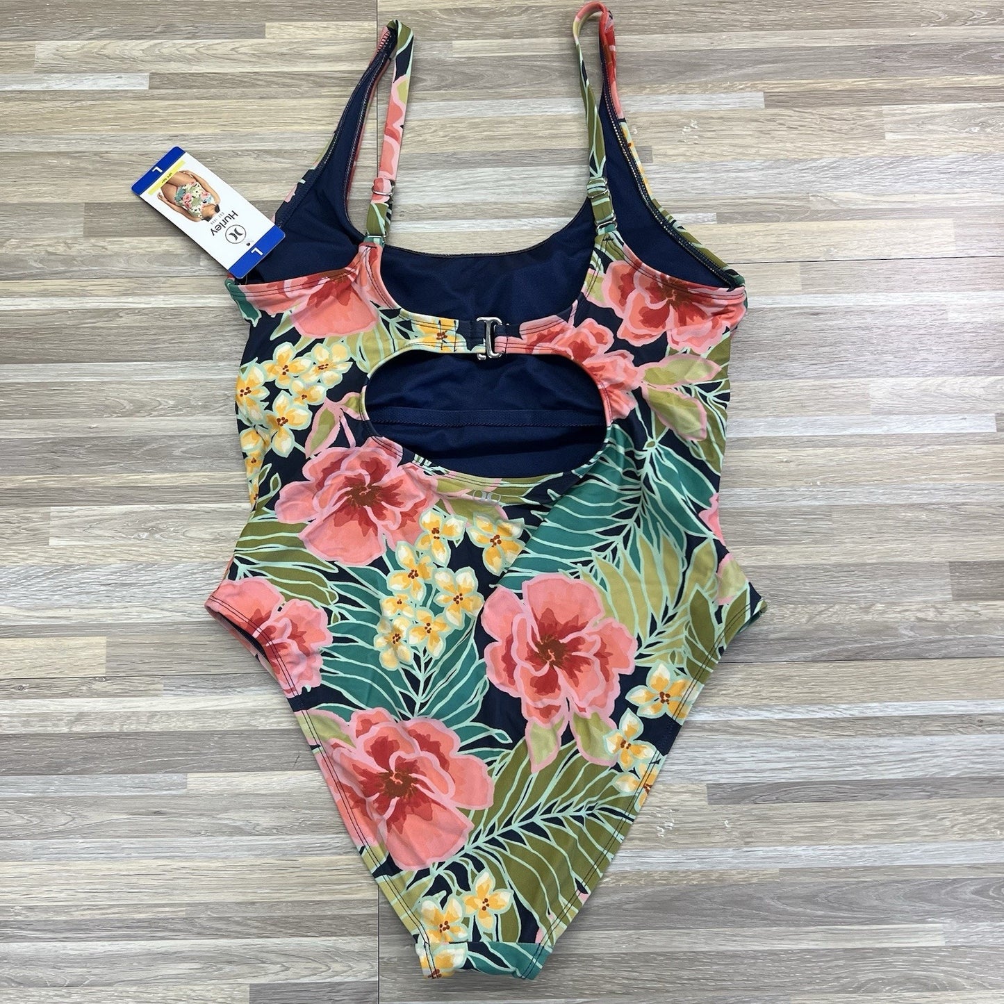NWT Hurley Women’s Hawaiian One Piece Swimsuit Size L - JN325