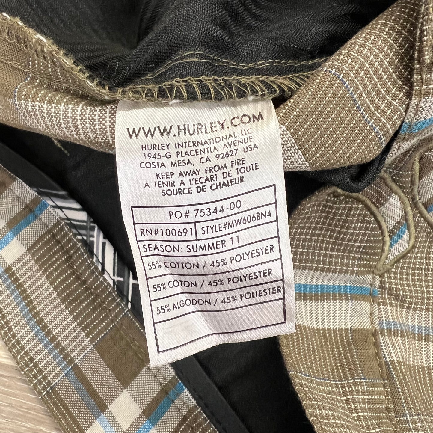 Hurley Men’s Board shorts Brown Plaid Size 34 - A081