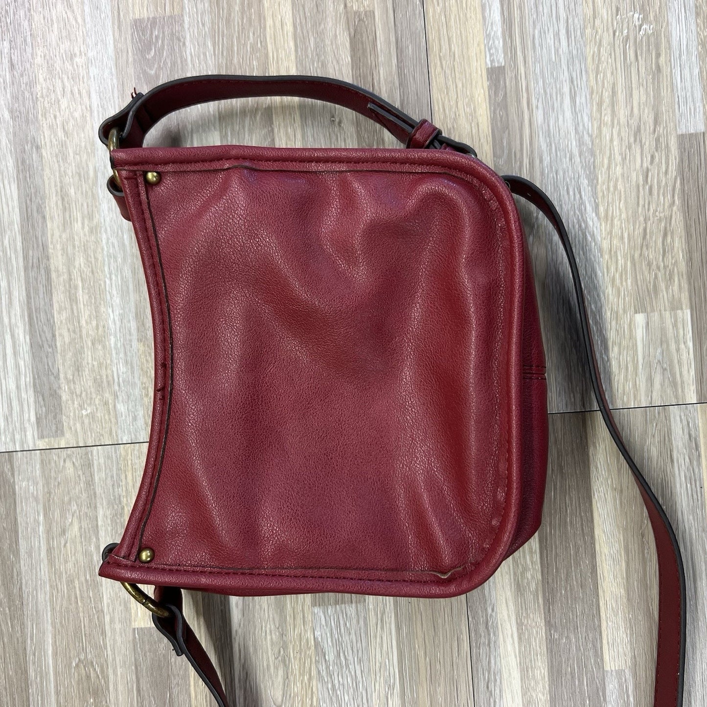 Frye and Co Handbag Crossbody Purse Maroon Vegan Leather - JL374