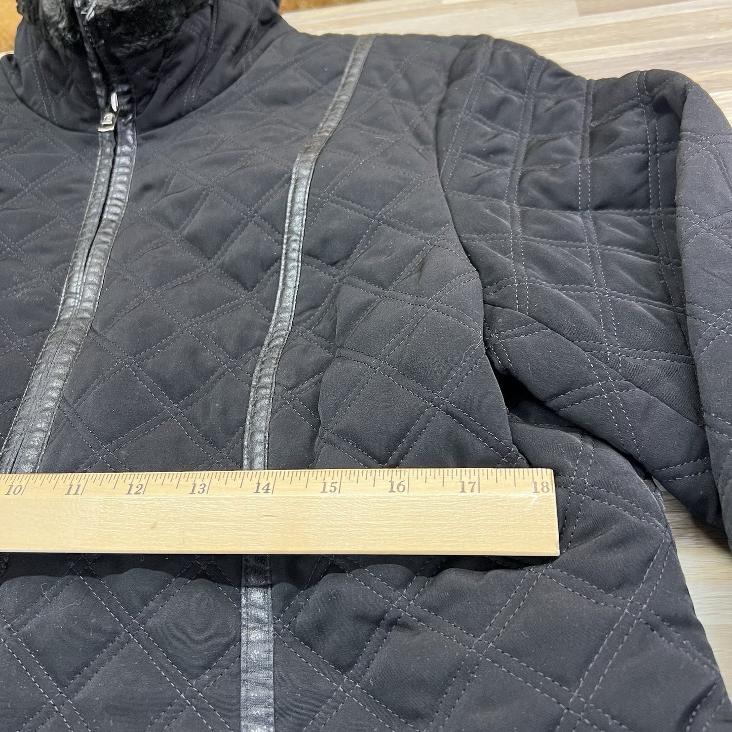 Vintage ESPIRIT Quilted Puffer Jacket Fur Fitted Size L/XL - M142