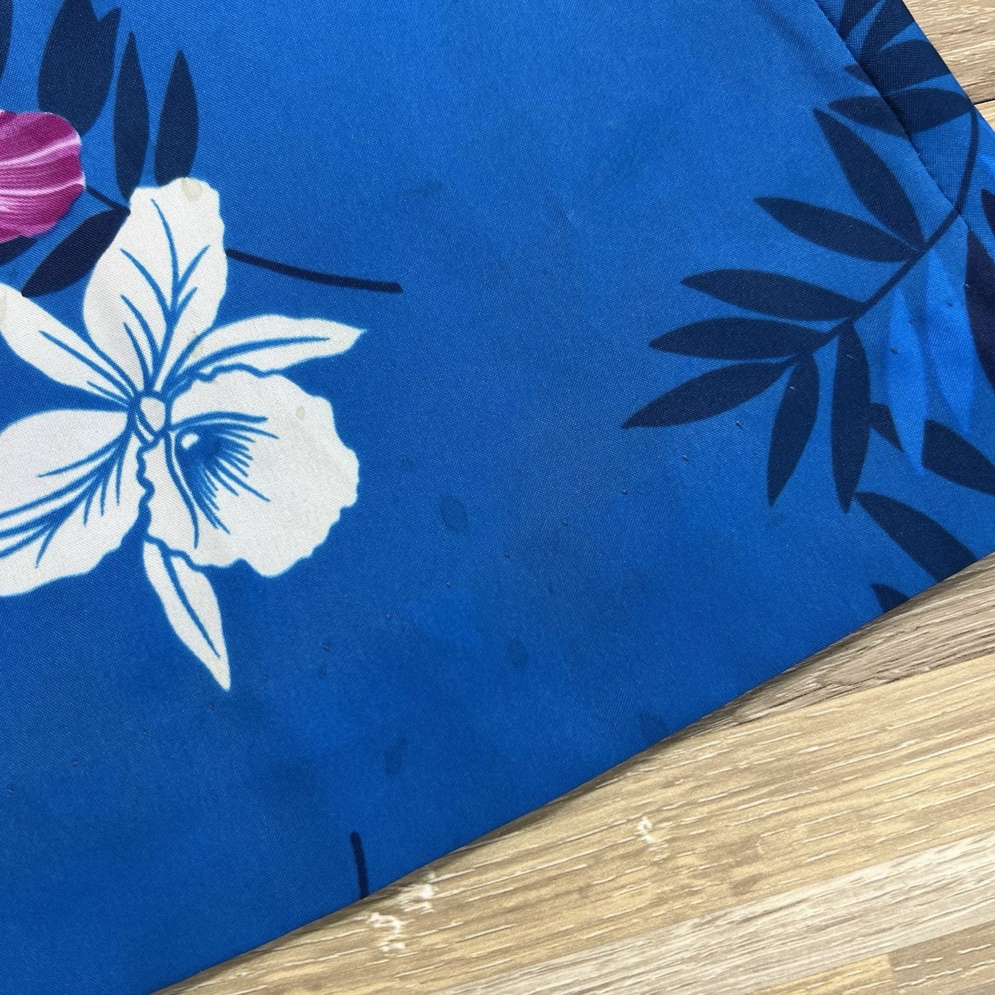 VTG Hilo Hattie’s Hawaii Floral Blue Muumuu Single Pocket One Size Long- JL396