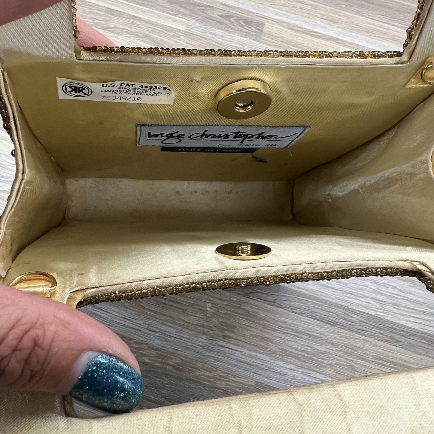 VTG Inge Christopher Indolink Gold Beaded Evening Bag Purse Clutch - 8S569