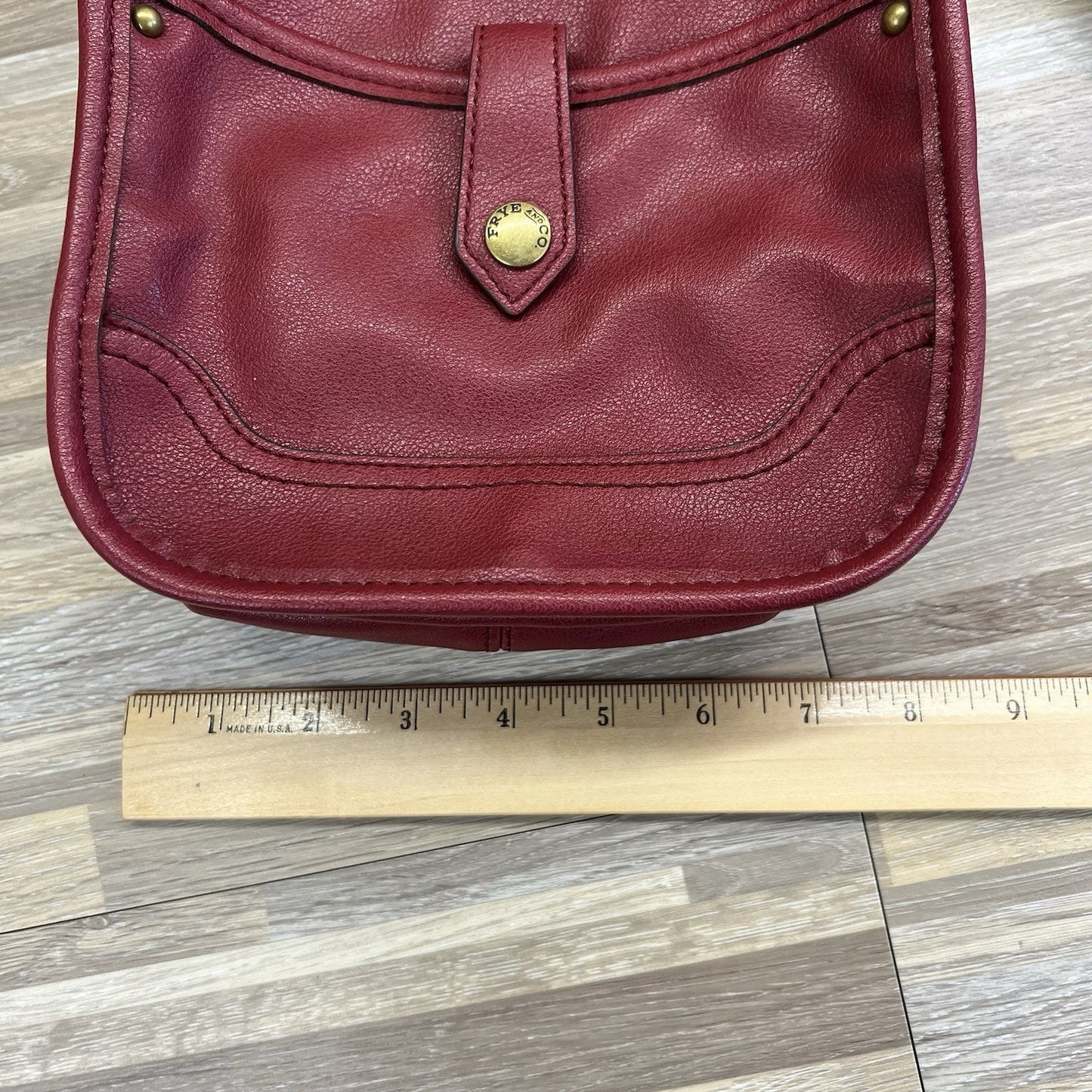 Frye and Co Handbag Crossbody Purse Maroon Vegan Leather - JL374