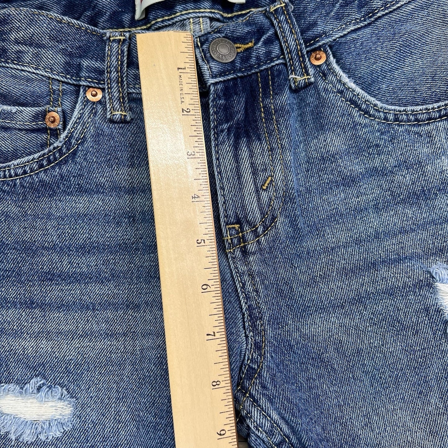 Levi’s 511 Slim Fit Kids Size 8 Distressed Denim Shorts Dark Adjustable - JL498